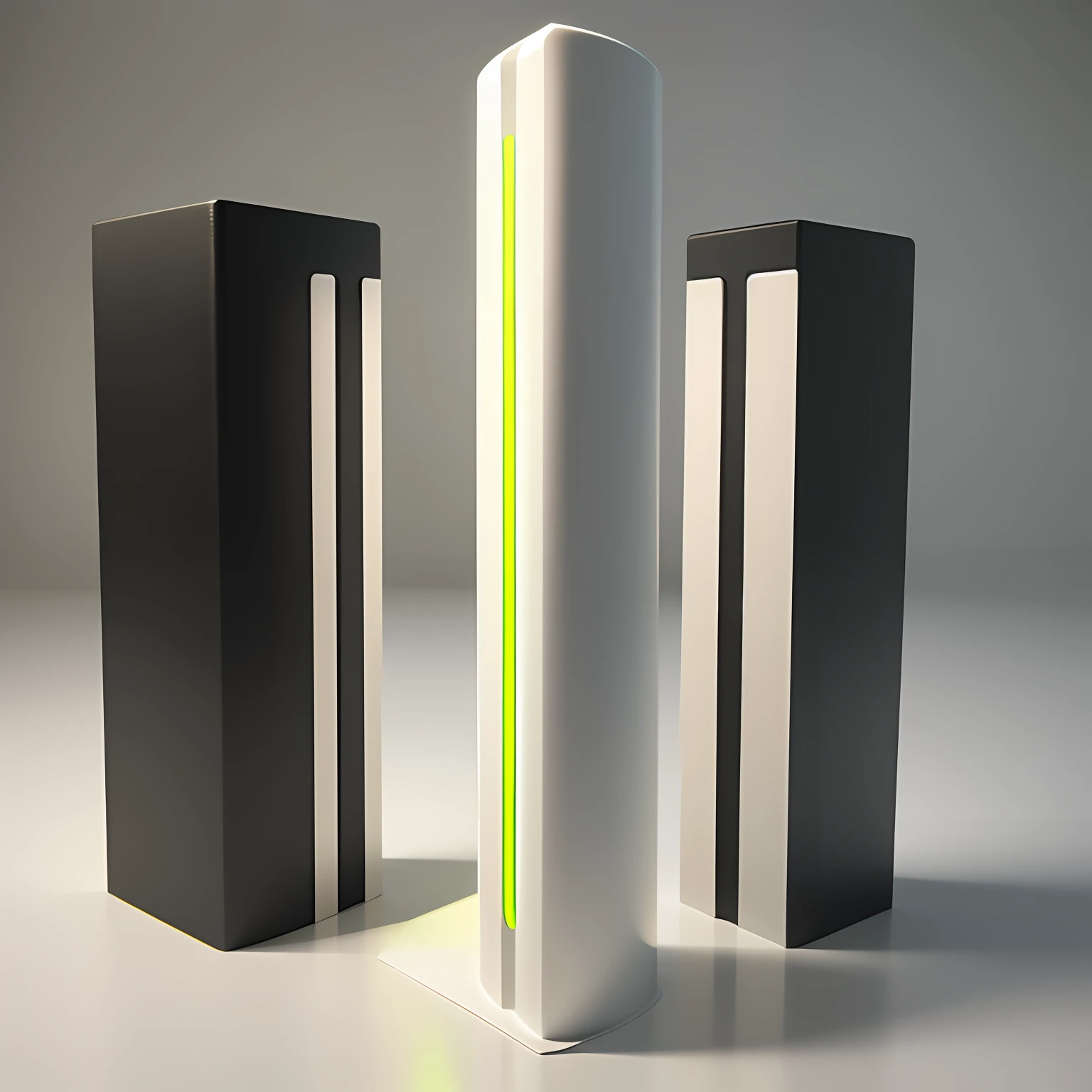 Square cylindrical electron column、With neon vertical light strip、Surface modeling、Liftable tabletop、Extremely creative、Premium texture,3D rendering、Product design --auto