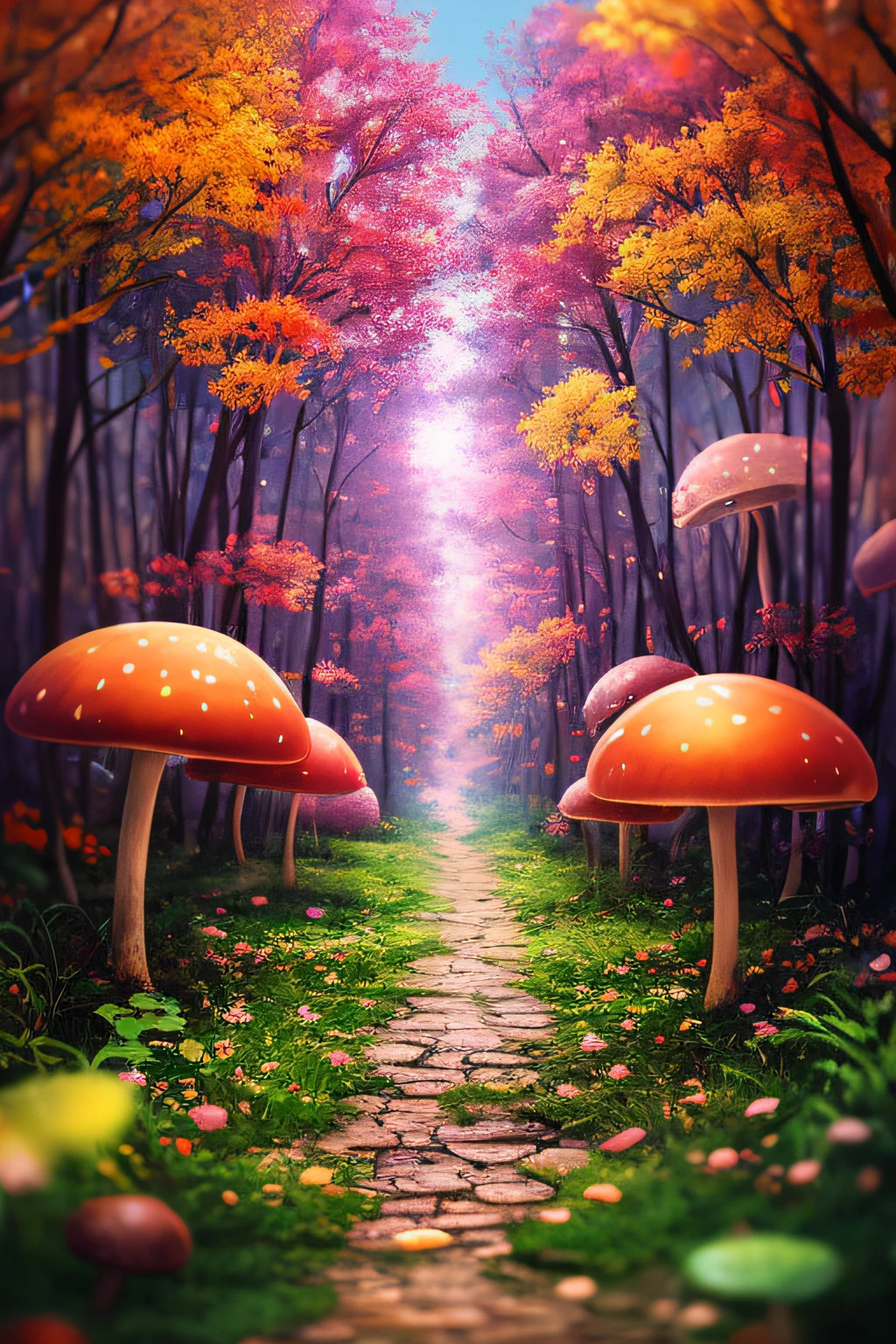masterpiece, best quality, high quality,extremely detailed CG unity 8k wallpaper, An enchanting and dreamy scene of a fantasy forest, with towering trees, glowing mushrooms, and hidden fairy glens, creating a sense of mystique and enchantment, artstation, digital illustration, intricate, trending, pastel colors, oil paiting, award winning photography, Bokeh, Depth of Field, HDR, bloom, Chromatic Aberration ,Photorealistic,extremely detailed, trending on artstation, trending on CGsociety, Intricate, High Detail, dramatic, art by midjourney