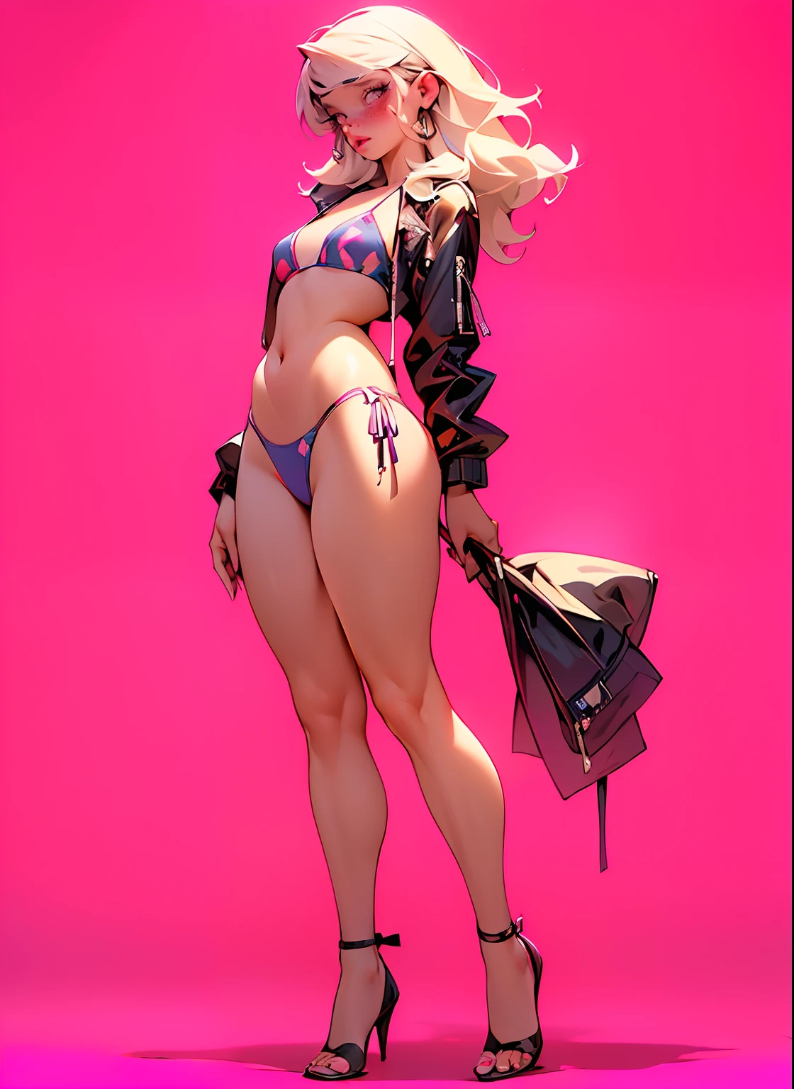 (a little bit chubby: 1.7) wide hips, thick thighs, thick body, anatomically correct, (head to toe: 2.1), (full body image: 1.9), 1girls, solo, extremely stylized, deviant art, masterpiece, highly detailed, bright eyes, detailed eyes, expressive detailed eyes, wide eyed, detailed pupils, futuristic, (tiny bikini:1.4), white printed bikini, blush, small breasts, ((nipping out:1.5)), (((nipping out))), lots of freckles, super textured detailed skin, entire body image, full body shot, nvinkpunk, professional photograph of alexander_skarsgard,
