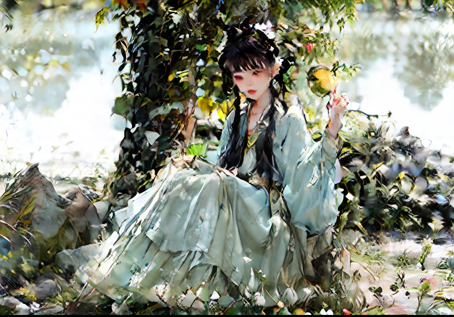 Hanfu illustration playing the pipa