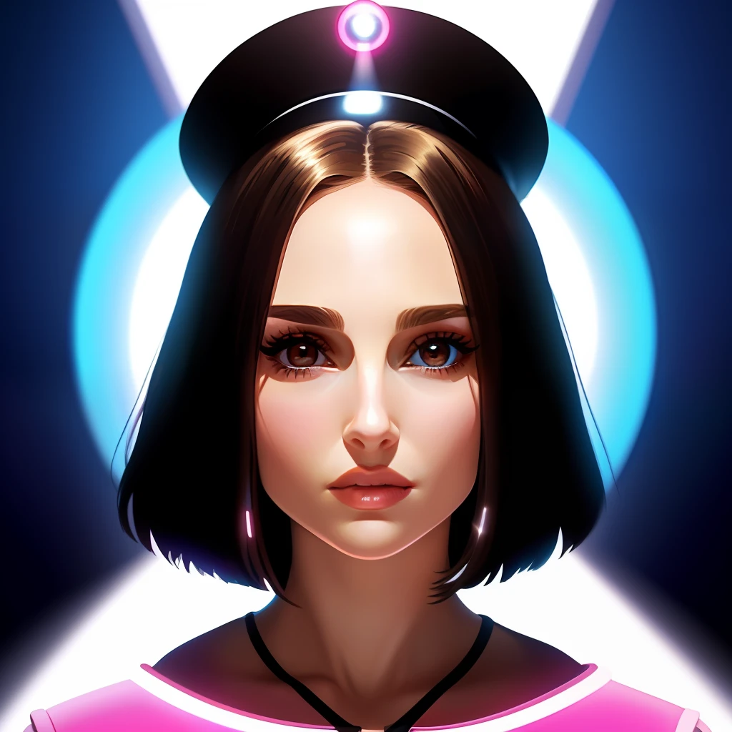 close up flat vector art,portrait of woman,natalie portman,looking at camera,front stance,front profile,natalie portman in a suit, hyperrealistic portrait of natalie portman, television screenshot, giving a speech, close up face, youtube video screenshot, full face frontal centered, filmation, but as a photograph, screenshot from an fps, without text, president, 8 spotlightbeautiful anime style woman,natalie portman, flat color, wide angle, clean detailed faces, intracate clothing, analogous colors, glowing shadows, beautiful gradient, depth of field, clean image, high quality, high detail, high definition, Luminous Studio graphics engine, cute face, slim waist, nice hips,