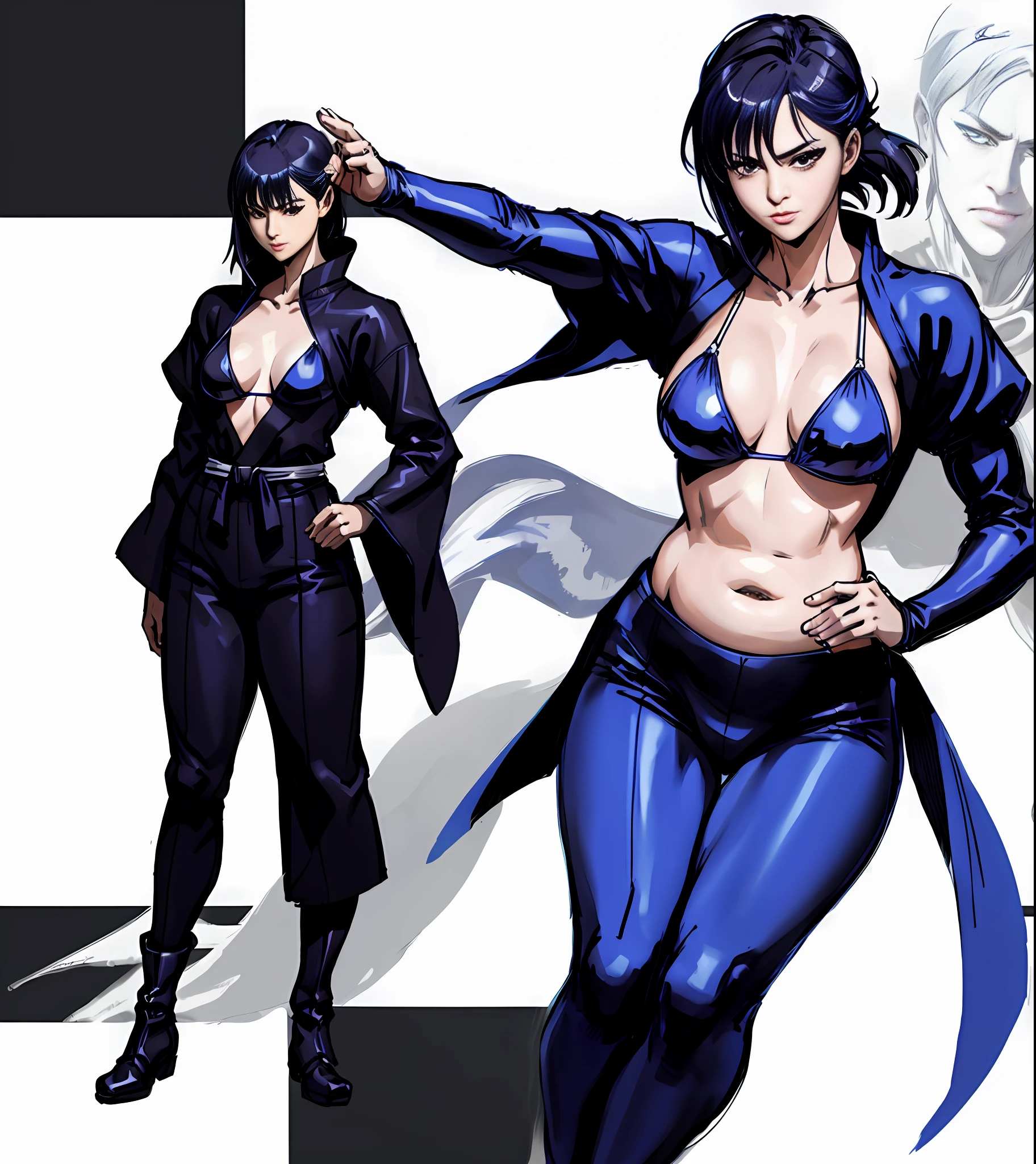 master-piece,A wonderful character show,4K anime,(アニメ:1.2),Anime drawing of a female warrior in Hanfu and robes,Plump breasts,Slim and well-proportioned waist and abdomen,Perfect body,Realistic Hanfu,Wear boots,Combat posture study,all-body,dress:Bikini and Hanfu,Heroine image,Martial arts anime style,colored sketch,Sketch art style,anime arts,digital anime,ultra hi-res,Realistic scale SFW,Place your hands in her body position!,Full body combat stance,Gesture painting,Fine sketching,full-length portrait,,Anime drawing