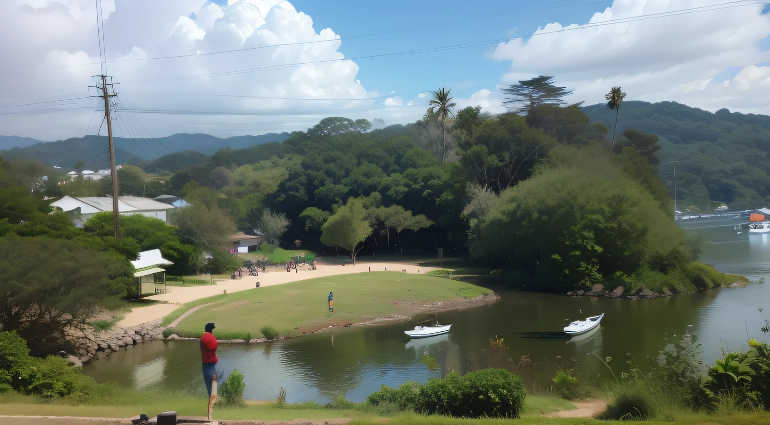 transforme em um local de pesque e pague com pessoas pescando --auto