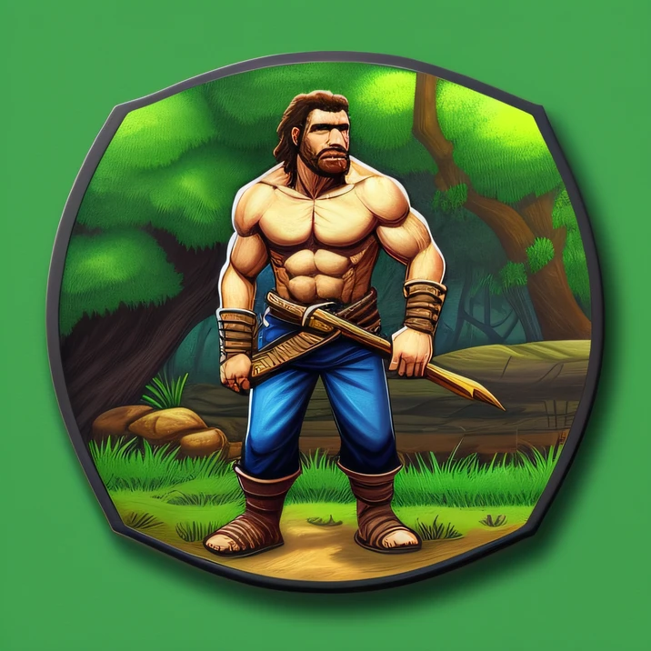 Token de RPG,desenho, Neandertal, floresta, 16bit