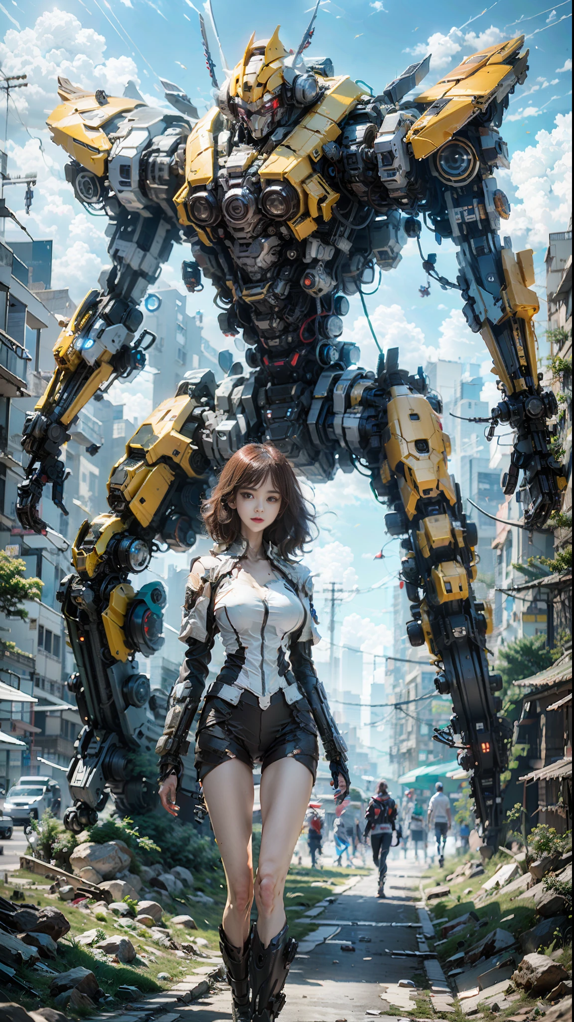 ((Best quality)), ((masterpiece)), (highly detailed:1.3), 3D,Shitu-mecha, beautiful cyberpunk women with her mecha in the ruins of city from a forgoten war, ancient technology,HDR (High Dynamic Range),Ray Tracing,NVIDIA RTX,Super-Resolution,Unreal 5,Subsurface scattering,PBR Texturing,Post-processing,Anisotropic Filtering,Depth-of-field,Maximum clarity and sharpness,Multi-layered textures,Albedo and Specular maps,Surface shading,Accurate simulation of light-material interaction,Perfect proportions,Octane Render,Two-tone lighting,Low ISO,White balance,Rule of thirds,Wide aperature,8K RAW,Efficient Sub-Pixel,sub-pixel convolution,luminescent particles,light scattering,Tyndall effect