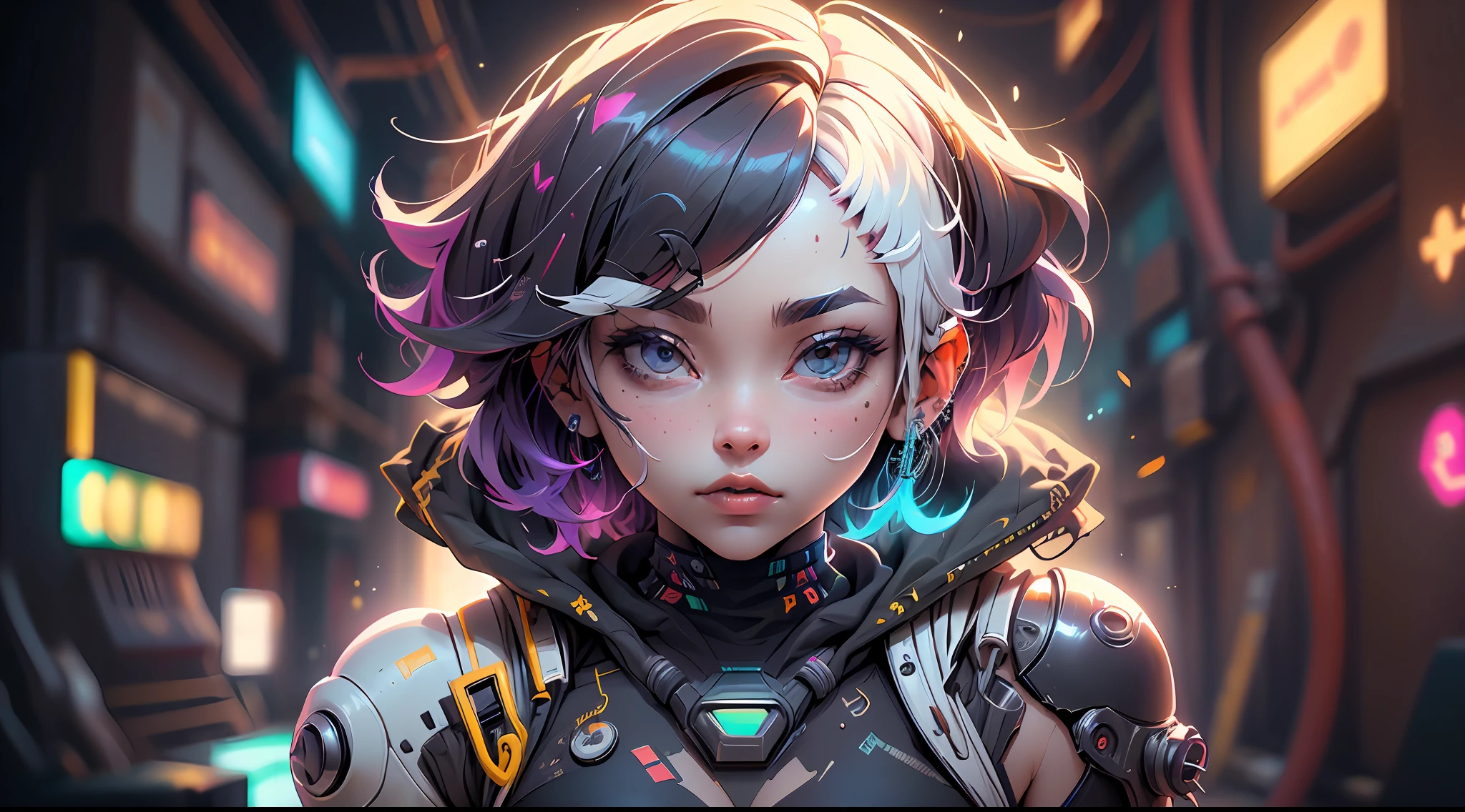 ((melhor qualidade)), ((obra-prima)), (detalhado: 1.4), ....3d, uma imagem de uma linda mulher cyberpunk com cabelo grosso e volumoso, cabelo roxo, Olhos Ciano, maquiagem PUNK, Fluxo de energia por toda parte, particles light, caos de energia pura antitecnologia, HDR (high dynamic range), ray tracing ,NVIDIA RTX,Super Resolution,Unreal 5,Subsurface dispersion,Textura PBR,Post-processing,anisotropic filtering,profundidade de campo,Maximum clarity and sharpness,texturas multicamadas,Albedo e mapas Speculares,surface shading,Accurate simulation of light-material interaction,Perfect proportions,Octane render,two-tone illumination,Abertura ampla,ISO baixo,White balance,rule of thirds,8K BRUTO