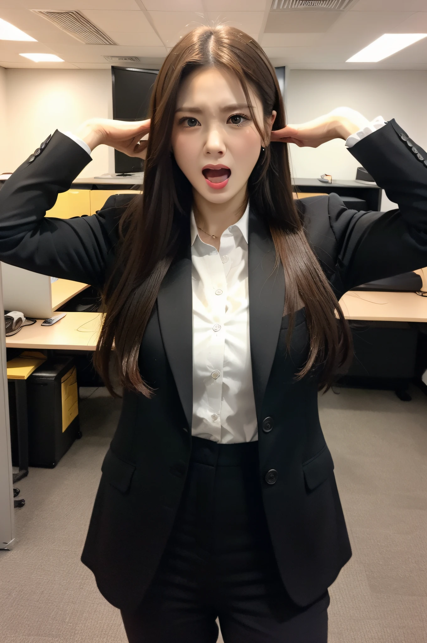 maximum quality、in 8K、masterwork:1.3、(((anger)))、1person、suits、exclamation、s Office、