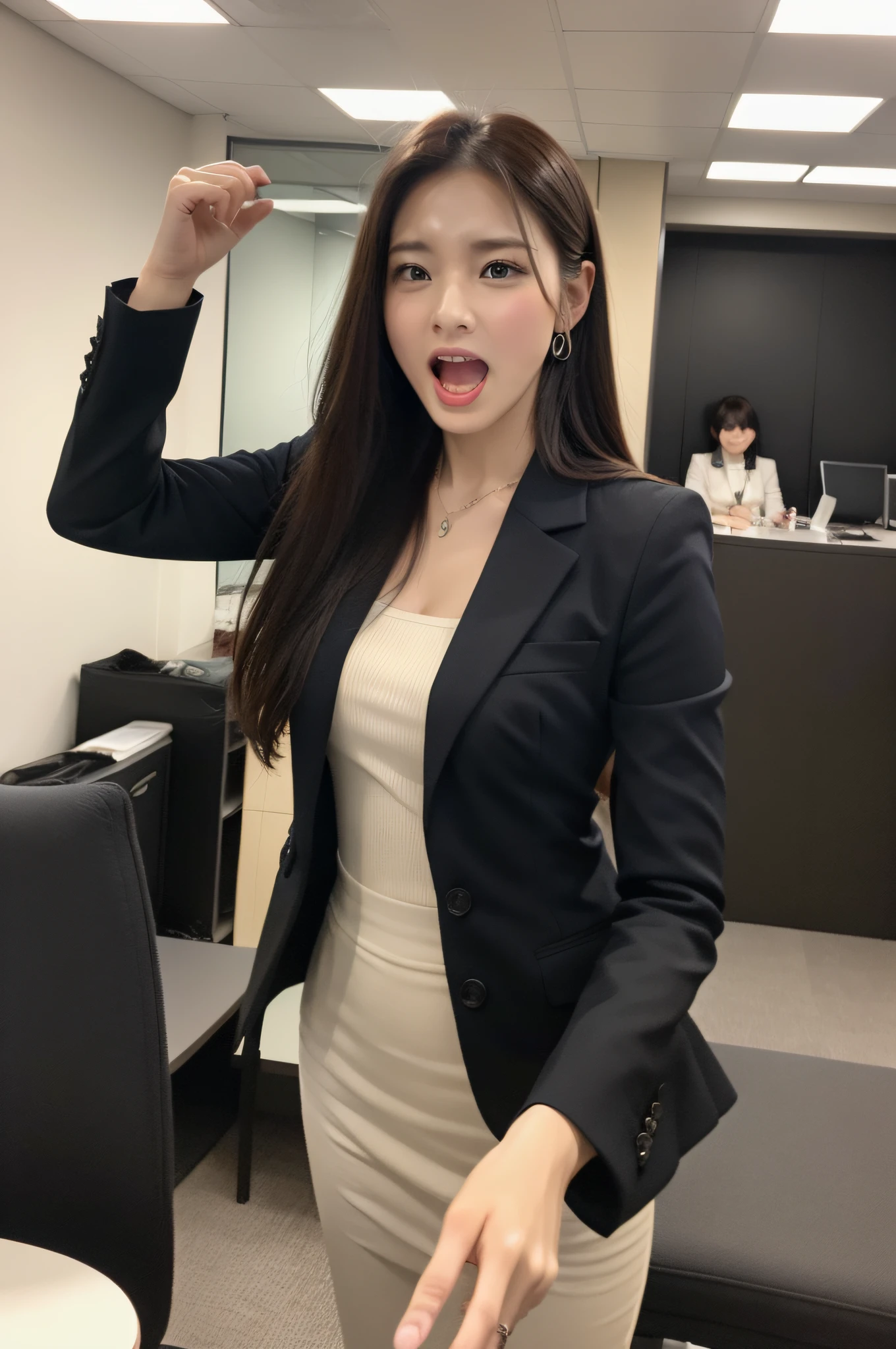 maximum quality、in 8K、masterwork:1.3、(((anger)))、1person、suits、exclamation、s Office、