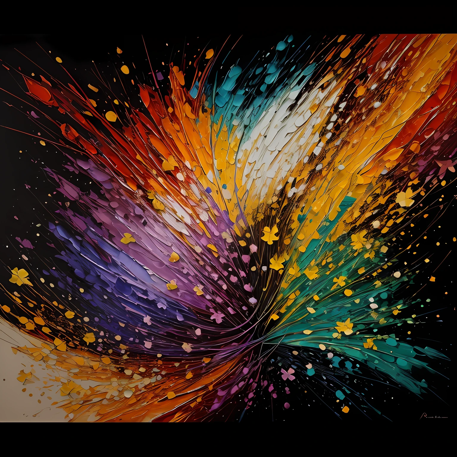 Sprouting, leaves, abstract paintings, all over the picture --ar 16:9 --q 5, action painting, Abstractionism, Pointillism, UHD --auto
