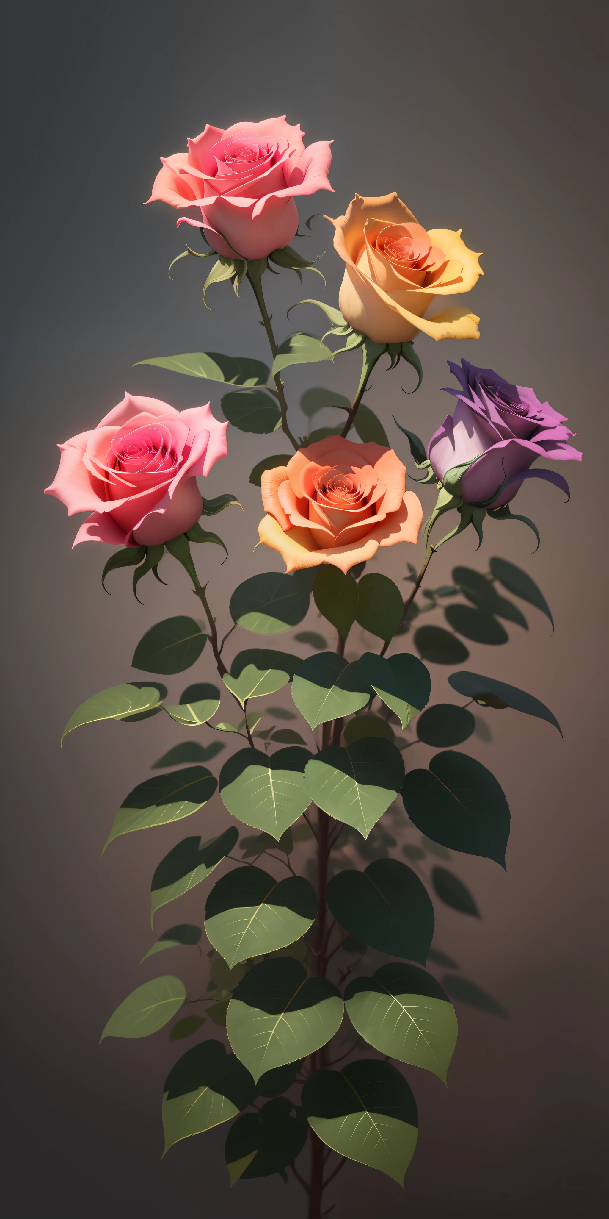 Three pink roses, three pink roses in tree,rose,dark background,high resolution,high quality