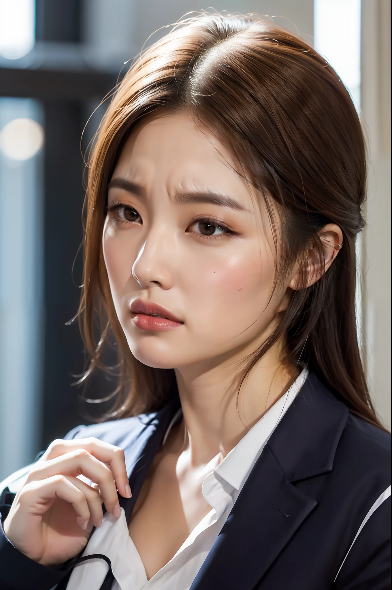 suits、1Women, furrowed brow, preach