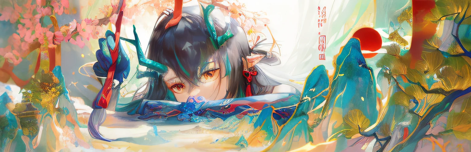 anime painting of a woman with a sword in a forest, author：Shitao, author：By Yume, beautiful anime artwork, Anime style 4 K, Onmyoji detailed art, anime fantasy illustration, Digital art on Pixiv, Anime fantasy artwork, beautiful anime art, anime art wallpaper 4k, Anime art wallpaper 4 K, pixiv contest winner, detailed anime art