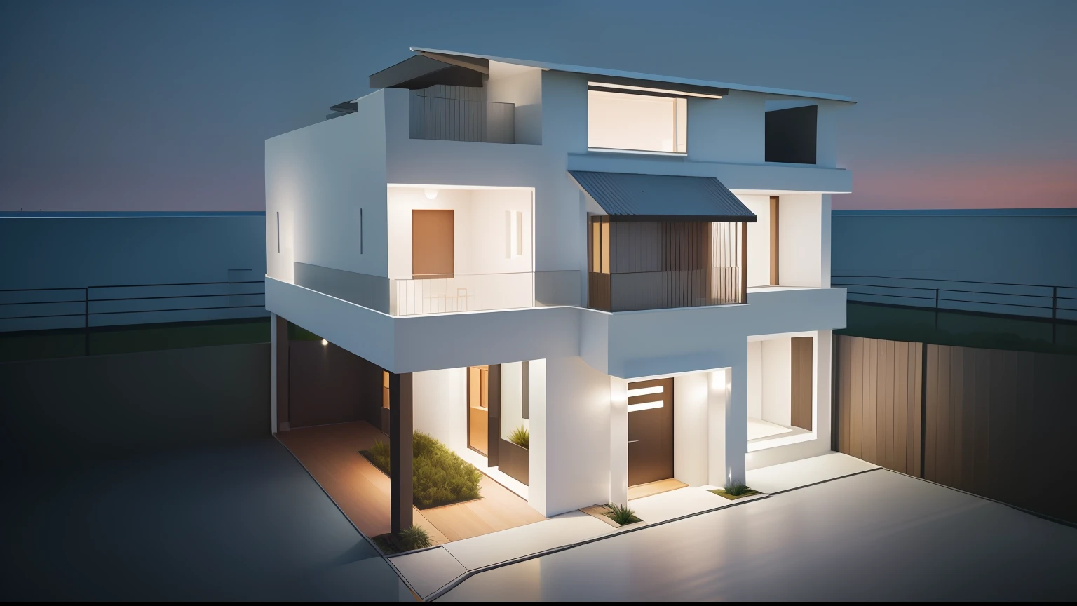 Araffard's house,There was a car parked in front, complete house, all white render, Front perspective, architectural 3 d render, concept house, fully detailed render, frontview, lumion render, professional render, architectural rendering, Detailed rendering, precise architectural rendering, architectural render, realistic building, frontview, overall architectural design, High-quality rendering of trees,There is a large meadow in front,There are also puppies and flowers on the grass,Low rockery in meadow