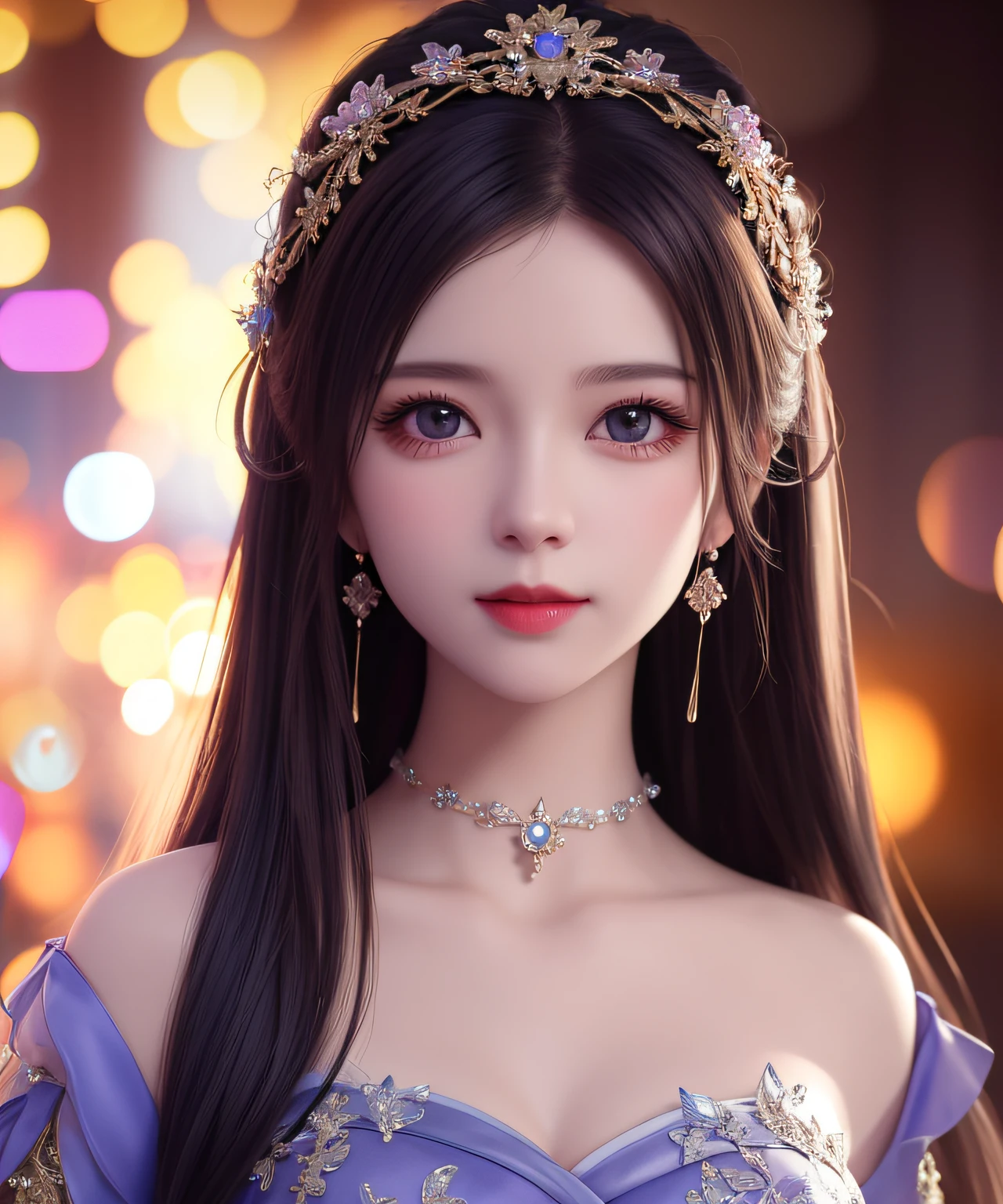 best qualiy,master-piece,high resolutions,1girl,Purple porcelain dress,hairornament,gargantilha,jewelries,beautifull face,Physically,Tindal Effect,lifelike,dark studio,edgelighting,Two-tone illumination,(High Detail Skins:1.2),8k uhd, dslr, softlighting, high qualit, Volumetric light, Candid camera, photot, high resolutions, 4k, 8k, Background bokeh,