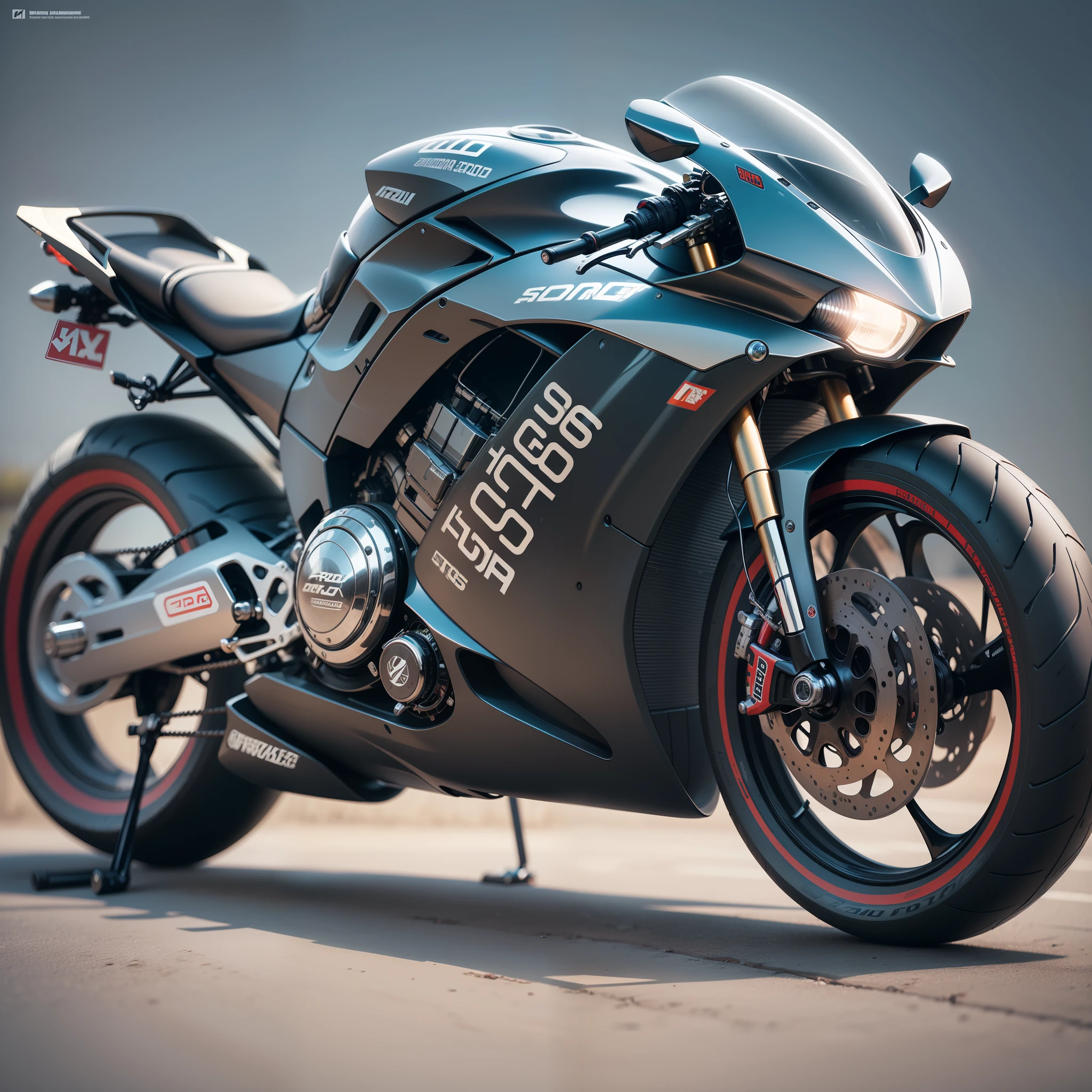 Futuristic speed racing street bike, aerodynamic, fast rims, color combo, cinematic, studio light, studio shoot, soft light
