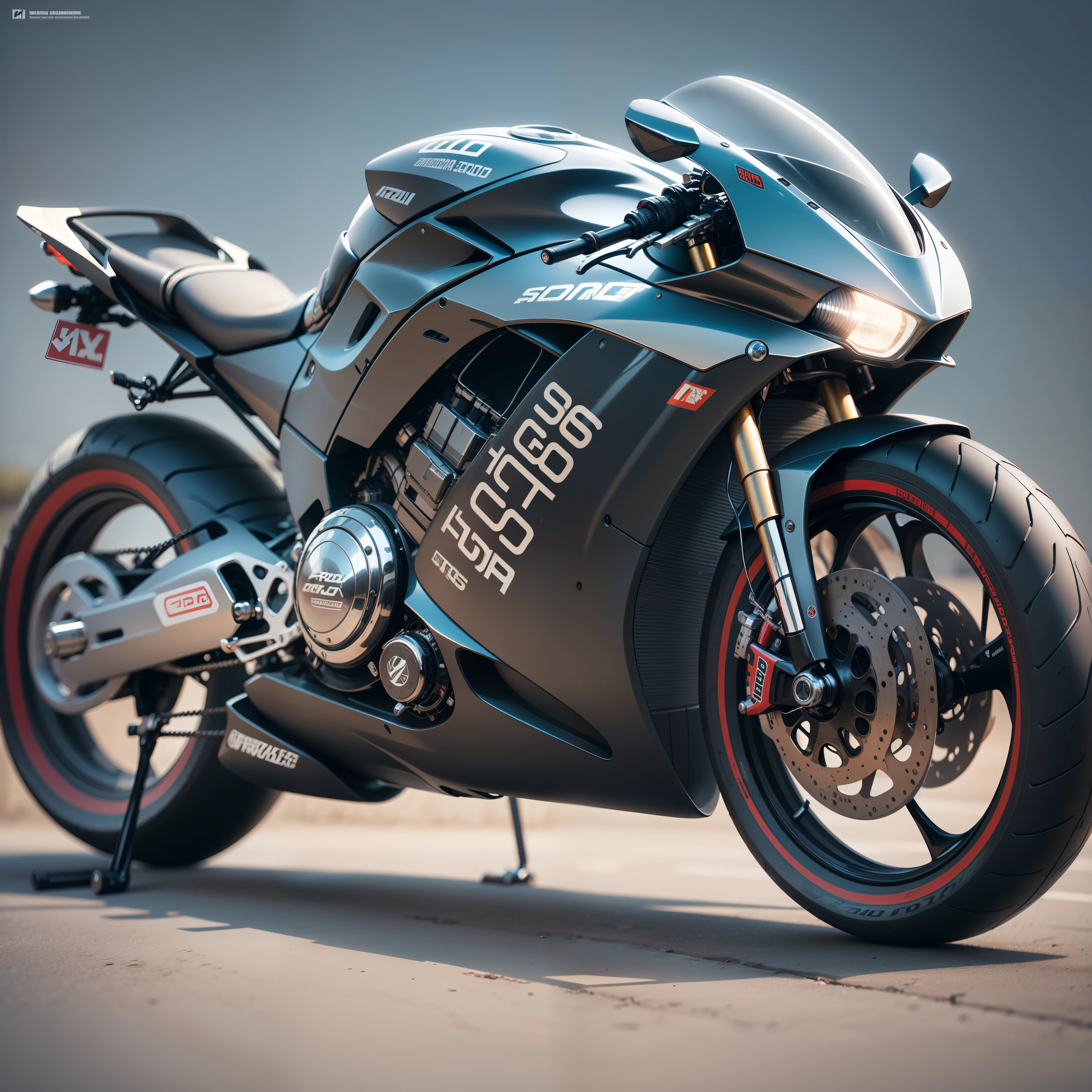 Futuristic speed racing street bike, aerodynamic, fast rims, color combo, cinematic, studio light, studio shoot, soft light