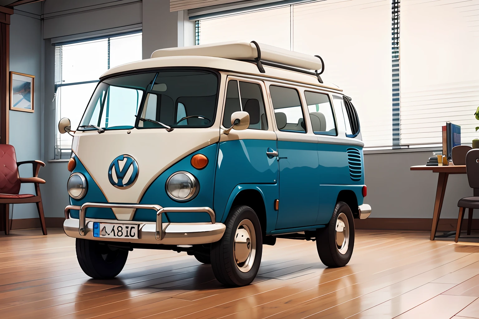 The exterior of the Volkswagen California T1 model has a fresh and eye-catching look. The body has been completely restored and repainted in vibrant and cheerful colors,
The windows have been cleaned and polished, allowing greater transparency and natural light to enter the interior of the Volkswagen California model T1. The crystals are in good condition and brightly colored blinds have been added to provide privacy and a decorative touch.
Decorative details have been added to the exterior of the Volkswagen California model T1 such as vinyl or youth stickers These elements add a playful and personalized touch to the exterior design of the Volkswagen California model T1