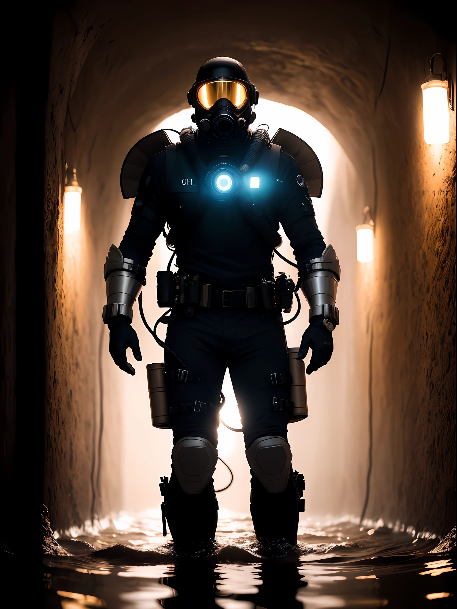 obra-prima, a group of smugglers operating in a system of flooded underground tunnels, using advanced diving equipment to move stealthily., noite, aesthetic cyberpunk, action movie shot by Kon Satoshi, Very detailed lighting, Dramatic, trending digital art in Artstation 8k HD realistic detailed high definition, detalhado, textura da pele, hiper detalhado, textura de pele realista, armadura, melhor qualidade, ultra alto nada, (fotorrealista: 1.4), Highresolution, detalhado, foto crua, sharp re, por Lee Jeffries Nikon D850 Film Fotografia de Stock 4 Kodak Portra 400 Camera F1.6 lens rich colors hyper realistic texture dramatic lighting unrealengine trend in artstation cinestill 800