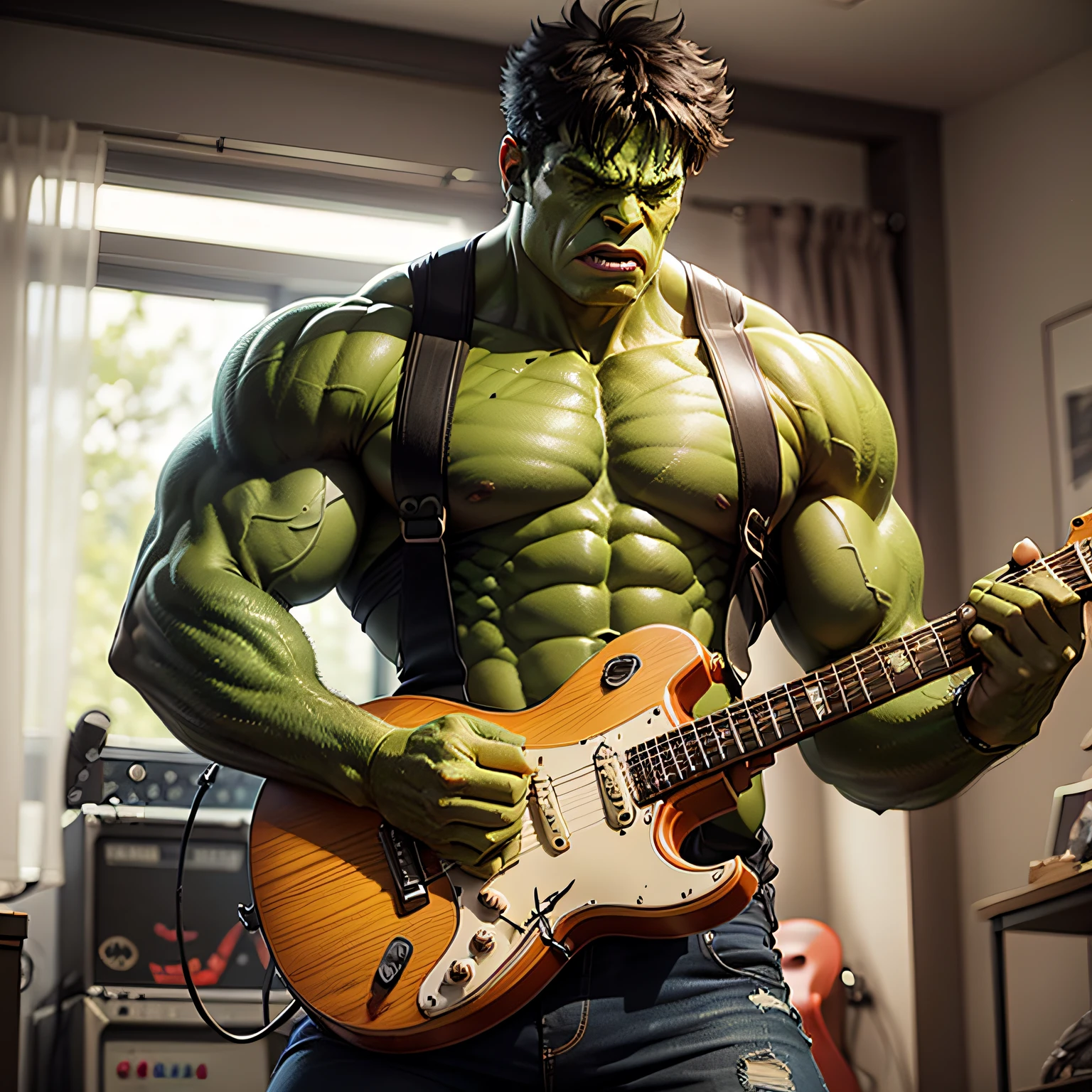 Hulk playing guitar --auto
