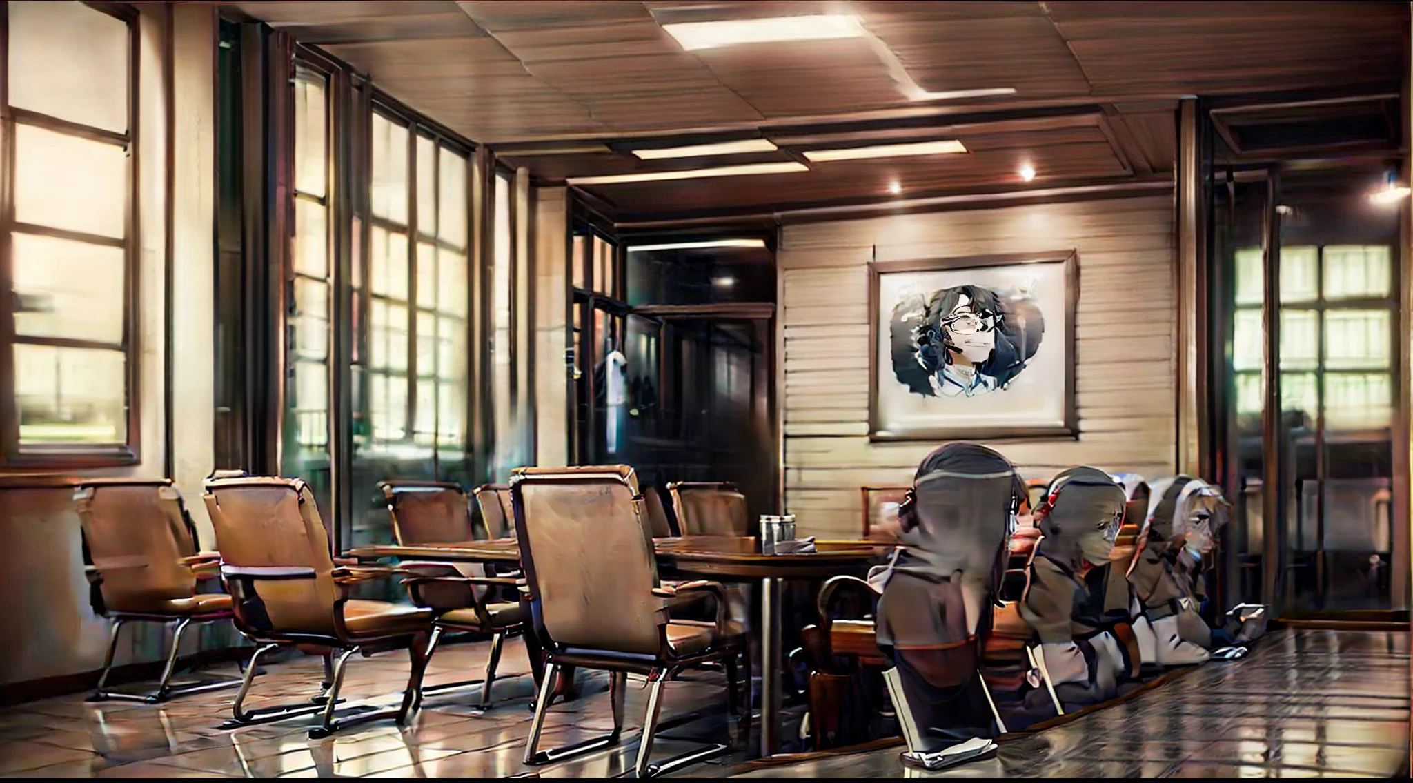 Many people sit at the table in the conference room, in the conference room, ready for a meeting, business meeting, meeting together, professional image,