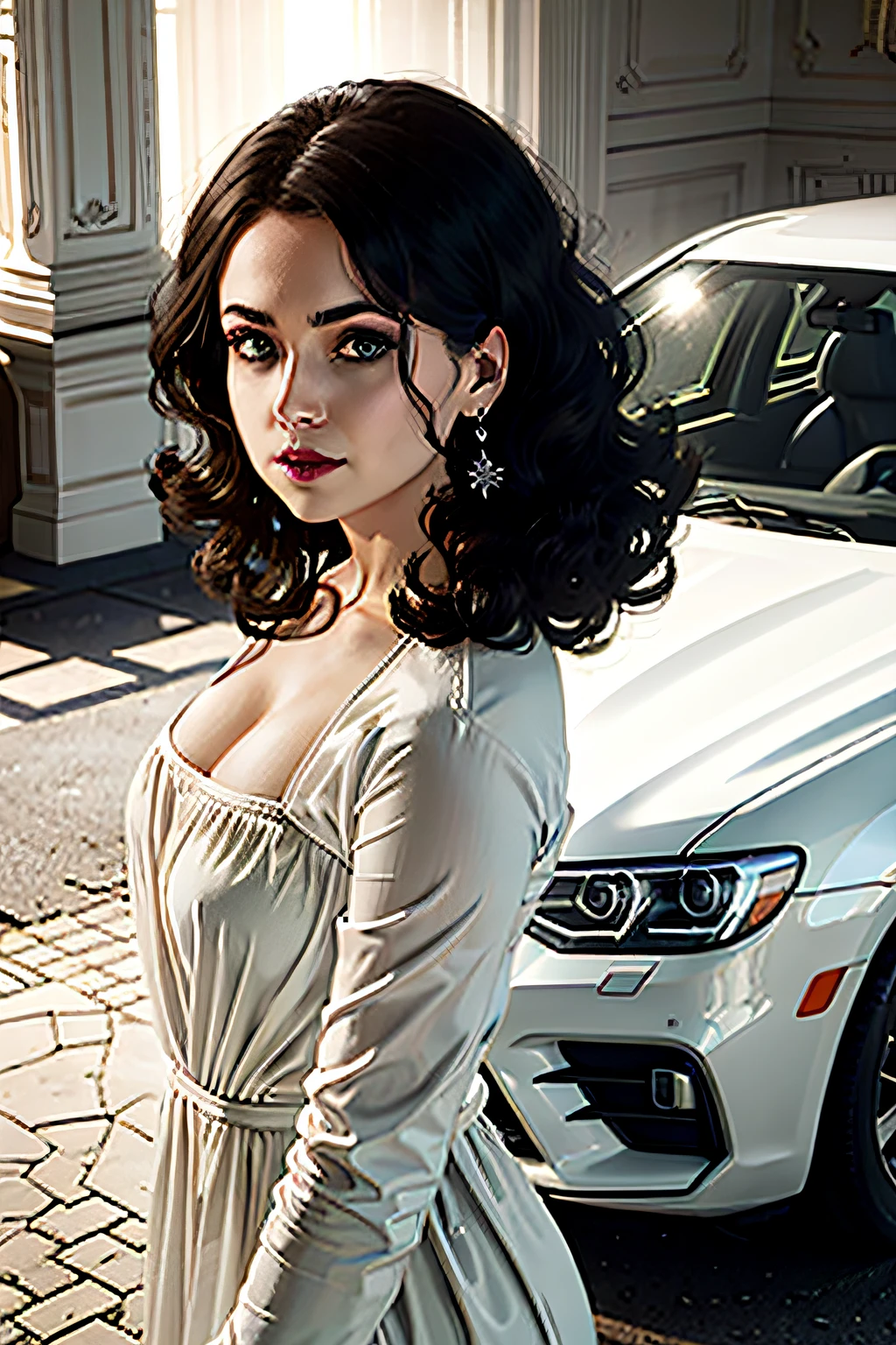 carro, futuro, mulher, cabelo crespo, ultra realista