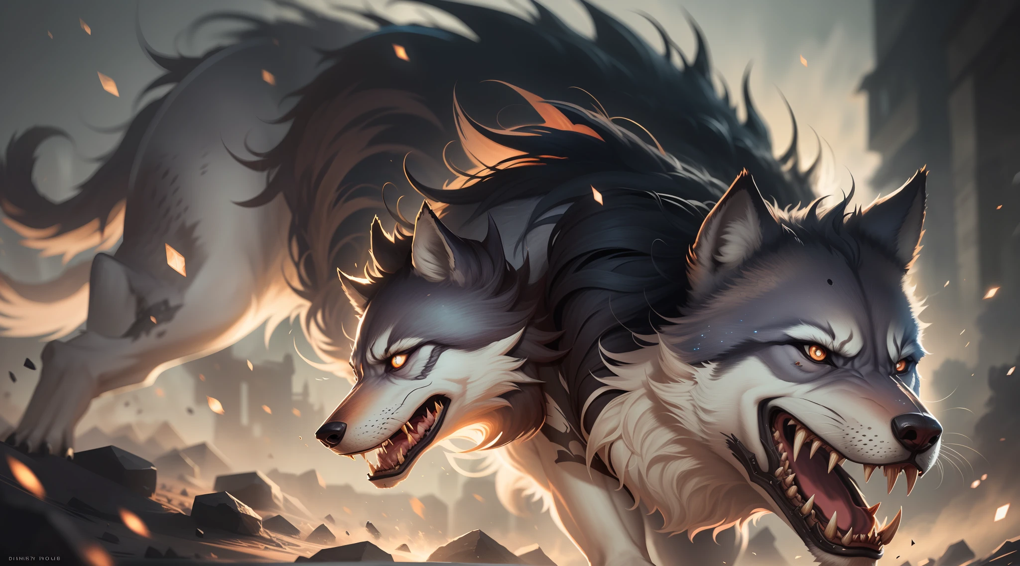 A mesmerizing depiction of a young woman gracefully transitioning into a ferocious werewolf, showcasing intricate details, exquisite lighting, and evocative emotions.