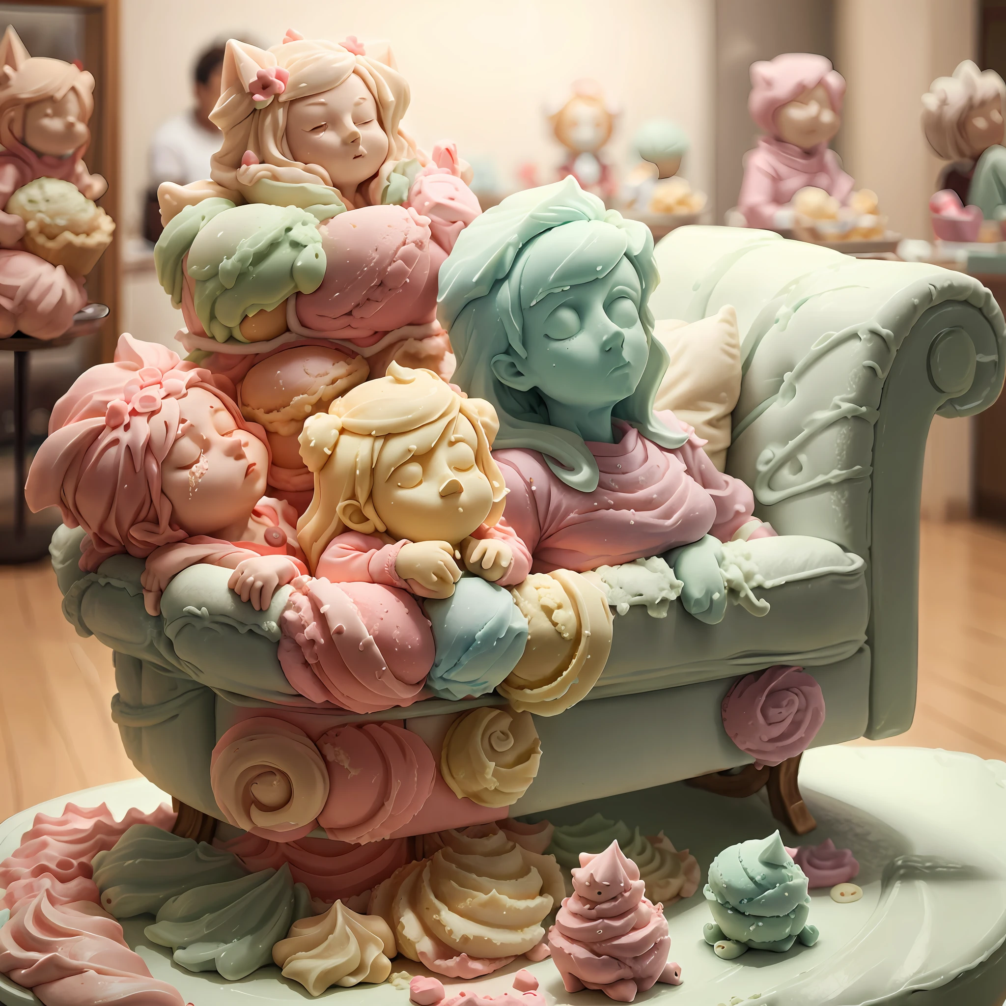 ice cream,sofa,clay,Blind box,master-piece,Best quality,Clearer facial features,