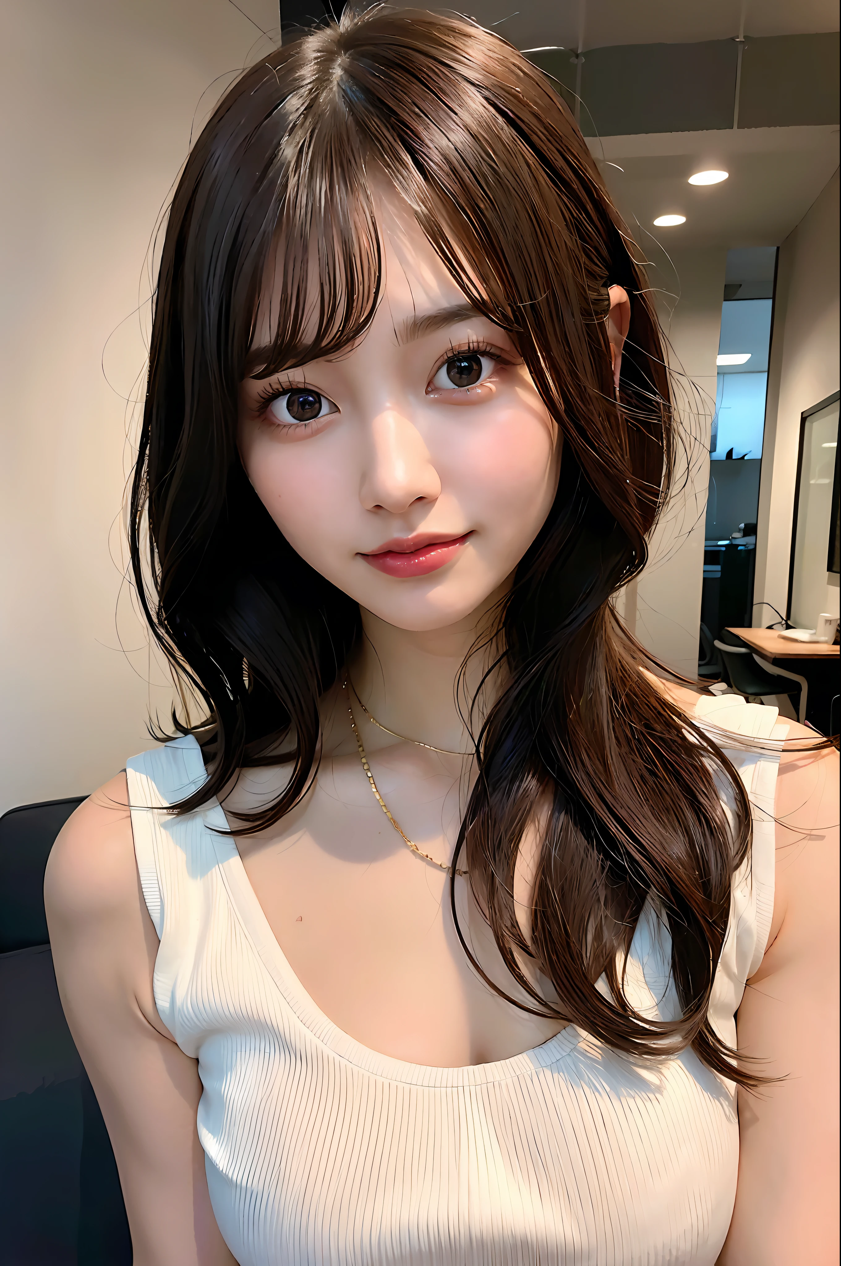 masterpiece,masterpiece, top quality, best quality, realistic, unity, 8k wallpaper, official art, extremely detailed CG unity 8k wallpaper, ulzzang-6500, (original: 1.2), (realistic: 1.4), ultra detail, high resolution, ultra detailed,amazing, fine detail, cinematic lighting,
(1girl:1.4 ), (brown|black hair:1.4), medium hair, (realistic skin:1.2), (light brown skin:1.2),(small breasts), beautiful girl with beautiful details, extremely detailed eyes and face, eyes with beautiful details, huge file size, ultra detailed and beautiful, blushing, ashamed,(smile:1.2), black eyes, model shoot tyle, full body shoot, (random color lace underwear), earings, chain necklace, loft apartment, living room, (almost empty room),