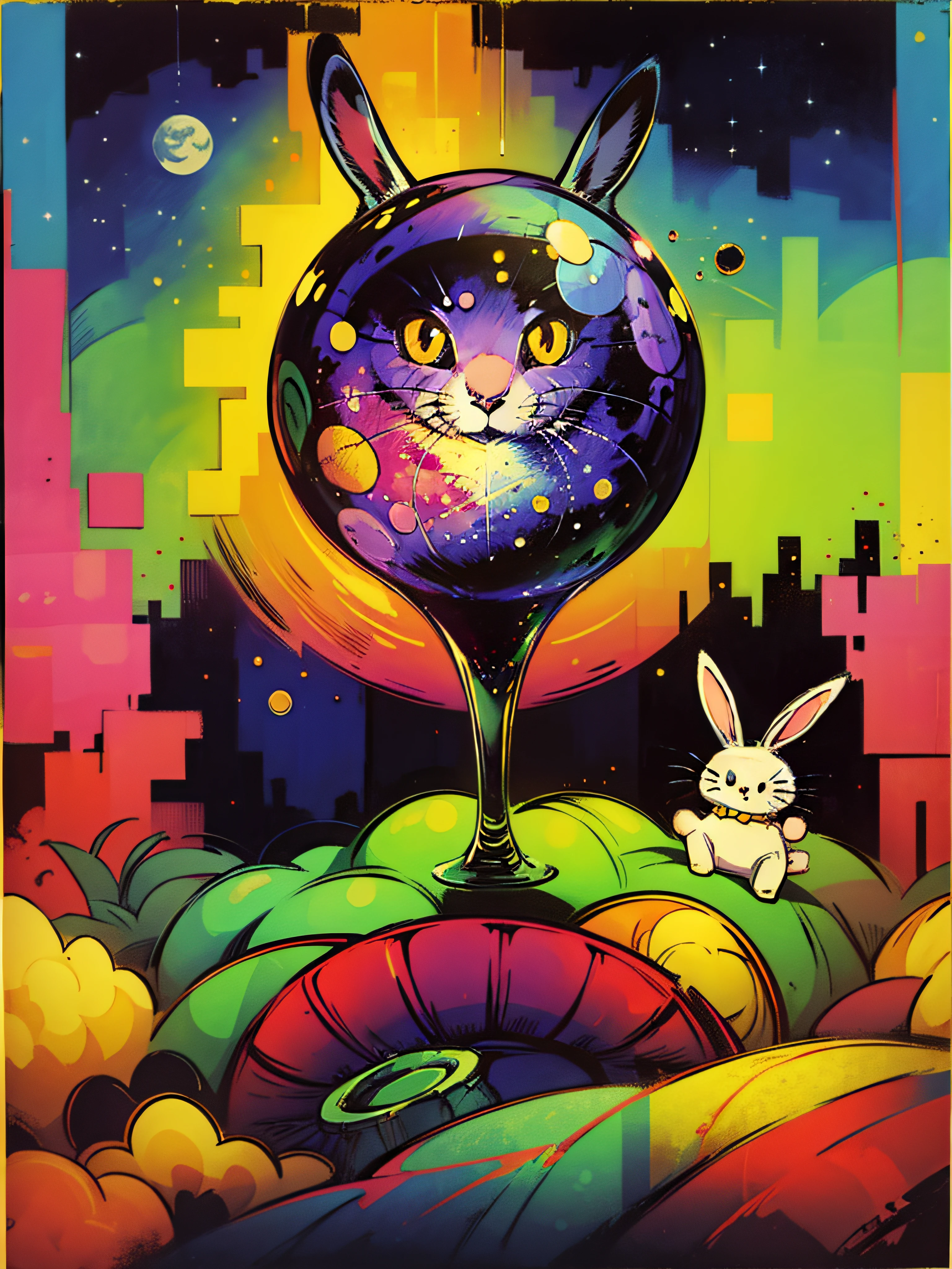 hello kitty,fauvism,Moon rabbit,Alien planet,Velvet