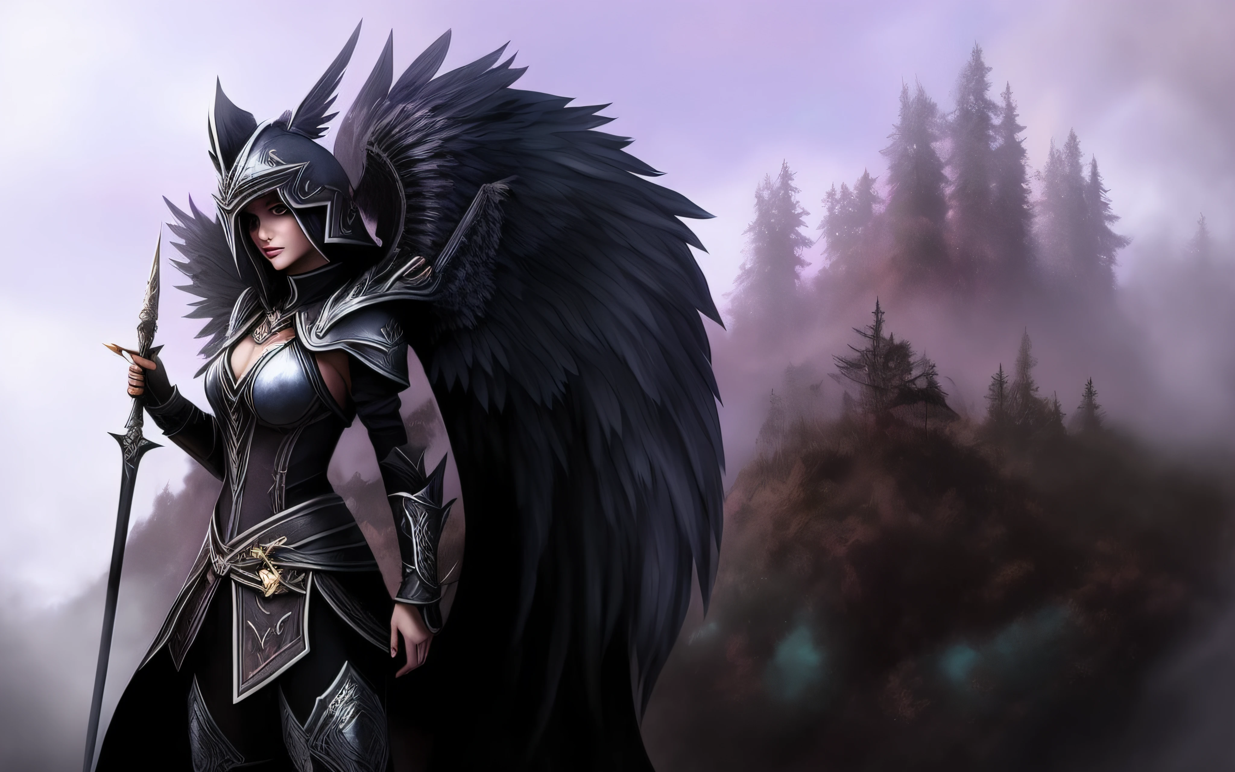 imagem arafed de uma mulher com uma espada e armadura, Aion, amazing mmorpg, MMORPG, coreano, arcanjo, MMORPG Fantasia, ambientado no mundo de Guildwars2, do cavaleiro do anjo, da linhagem 2, angel knight gothic girl, bagas de alfrey, albedo, textura do albedo,