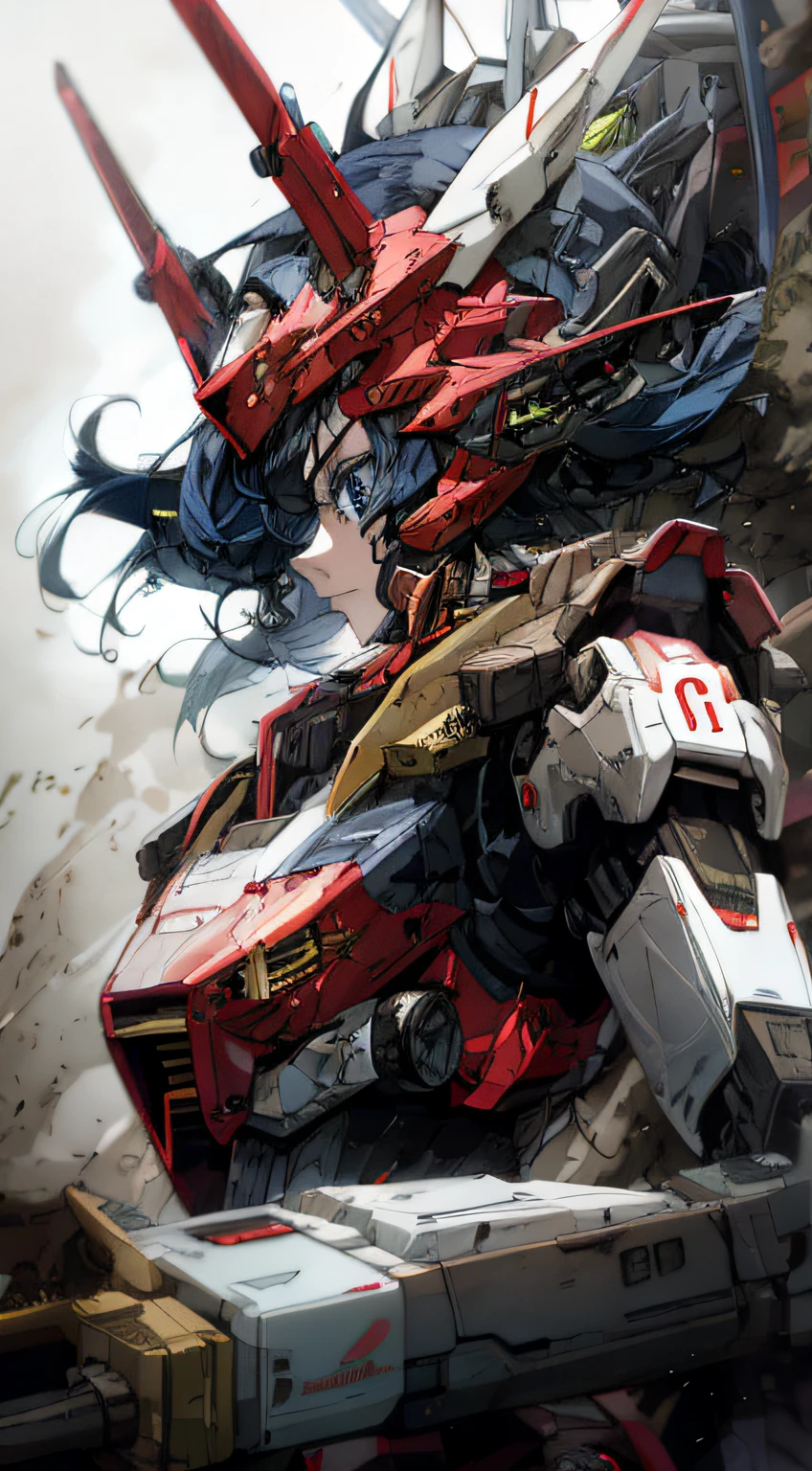 anime character with a gun and a sci - fi style weapon, badass anime 8 k, Anime style 4 K, 4k anime wallpaper, Anime art wallpaper 4 K, anime art wallpaper 4k, anime wallpaper 4k, anime wallpaper 4k, 4k highly detailed digital art, Anime art wallpaper 8 K, modern mecha anime, 4k manga wallpapers,Girl mech,Blue eyes detailed,black color hair,