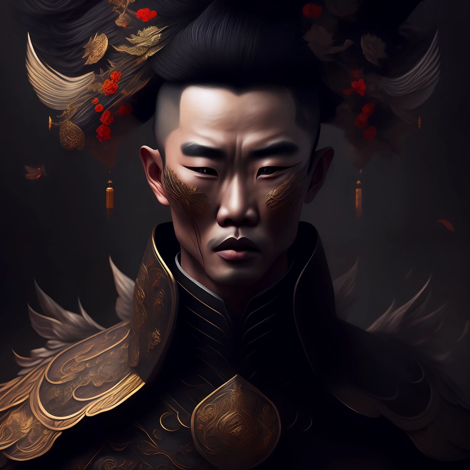 Chinese wind，Masculine，folk custom，HD 4K，skulls，Lifelike，Intricate details，Dangerous atmosphere，black pubic hair，Dark fantasy，horrified，Center