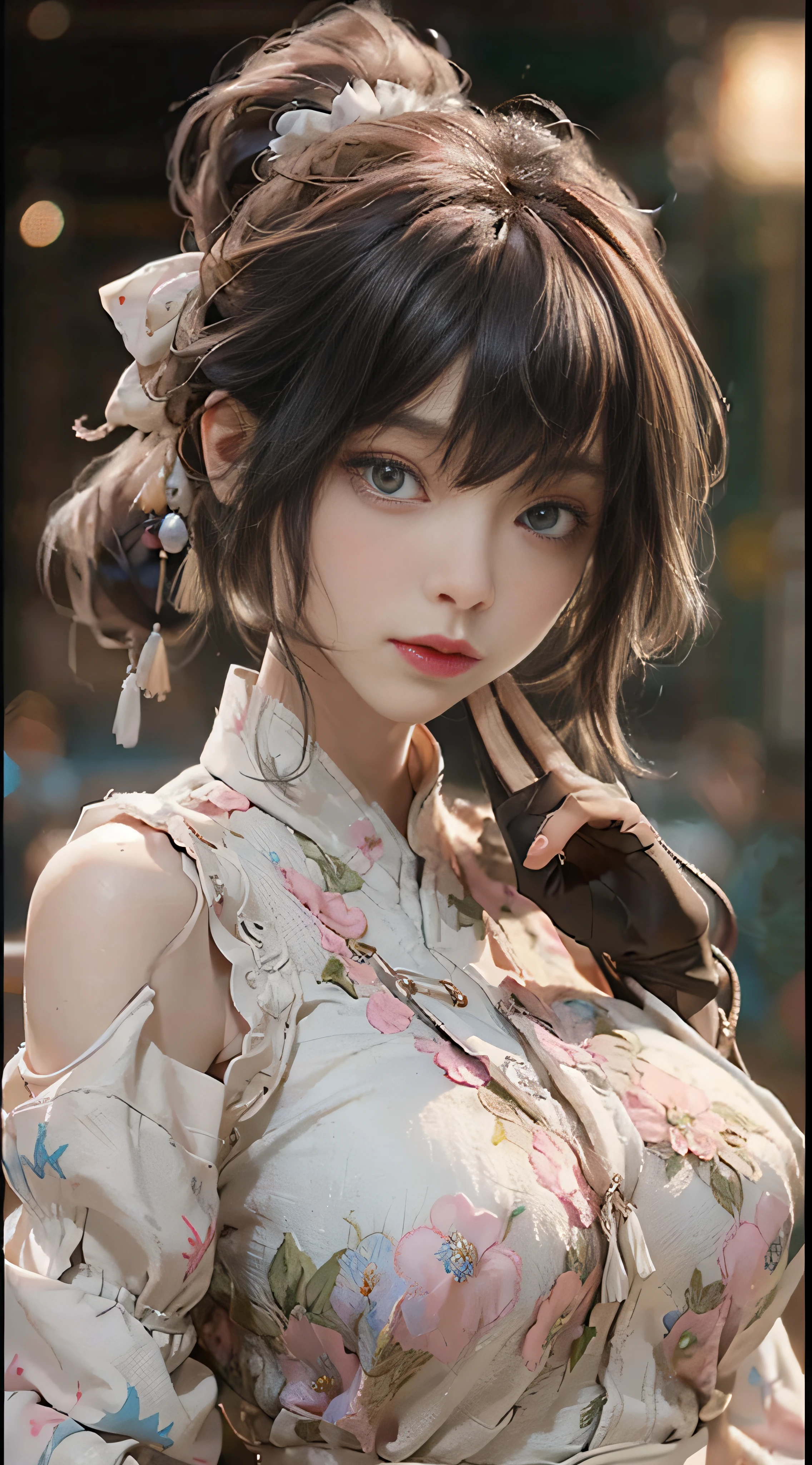 ((Best Quality)), ((Masterpiece)), (Detail: 1.4), 3D, Beautiful Cyberpunk Female Image, HDR (High Dynamic Range), Ray Tracing, NVIDIA RTX, Super Resolution, Unreal 5, Subsurface Scattering, PBR Texture, Post-Processing, Anisotropic Filtering, Depth of Field, Maximum Sharpness and Sharpness, Multi-layer Texture, Albedo and Highlight Mapping, Surface Coloring, Mitsu-Accurate Simulation of Material Interactions, Perfect Proportions, Octane Rendering, Two-color Light, Large Aperture, Low ISO, white balance, regular three-point, 8K RAW, beautiful bright pupils, off-the-shoulder clothes, fine pupils, delicate face and eyes, long eyelashes, blush, delicate and fluffy hair, pink lips, pure, cute, sweet girl, artistic sense, casual wear, high-end sense