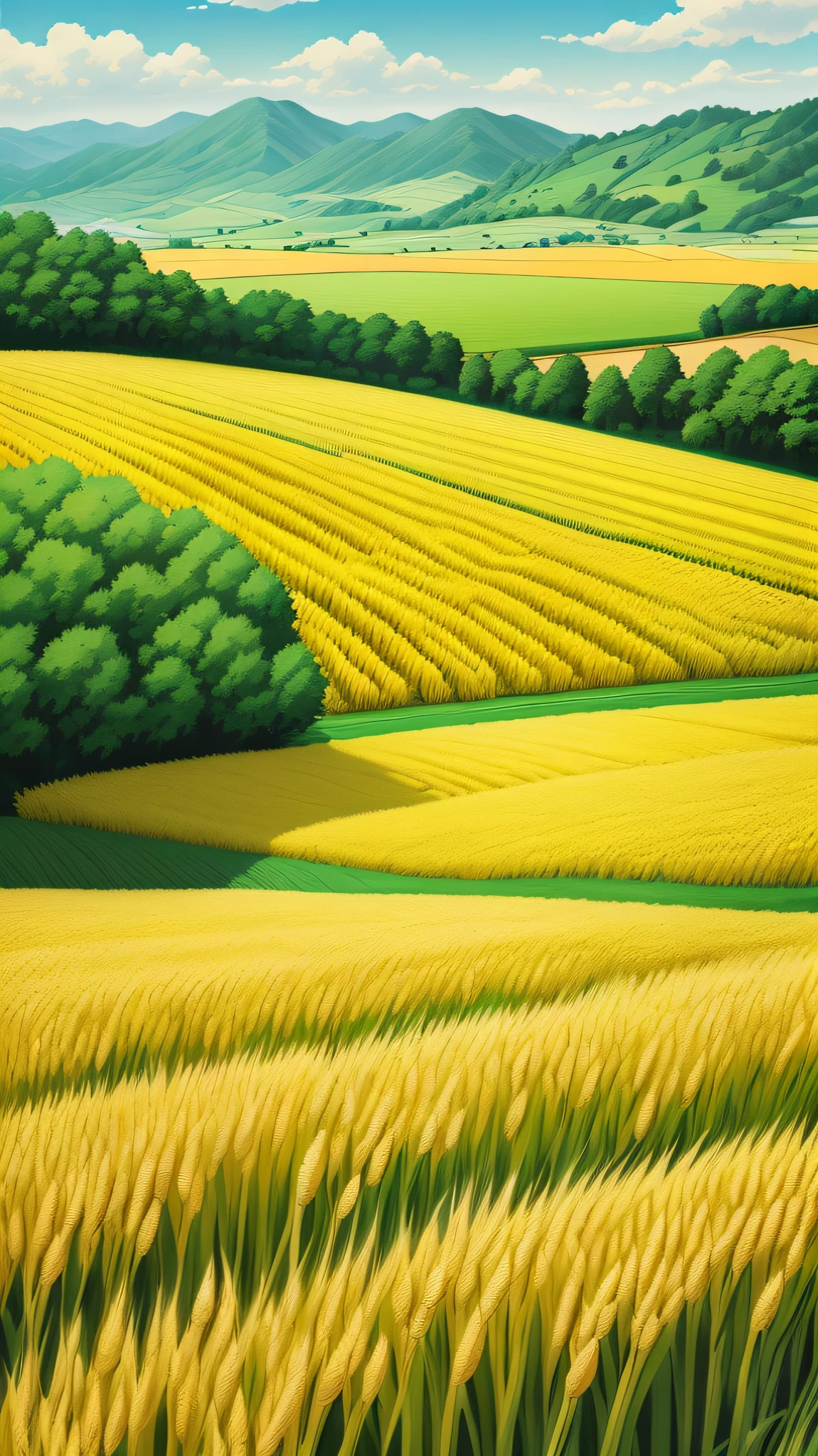 scenecy,forests,villages,well,The sky,the clouds,autumn,Farmers harvest crops in the fields