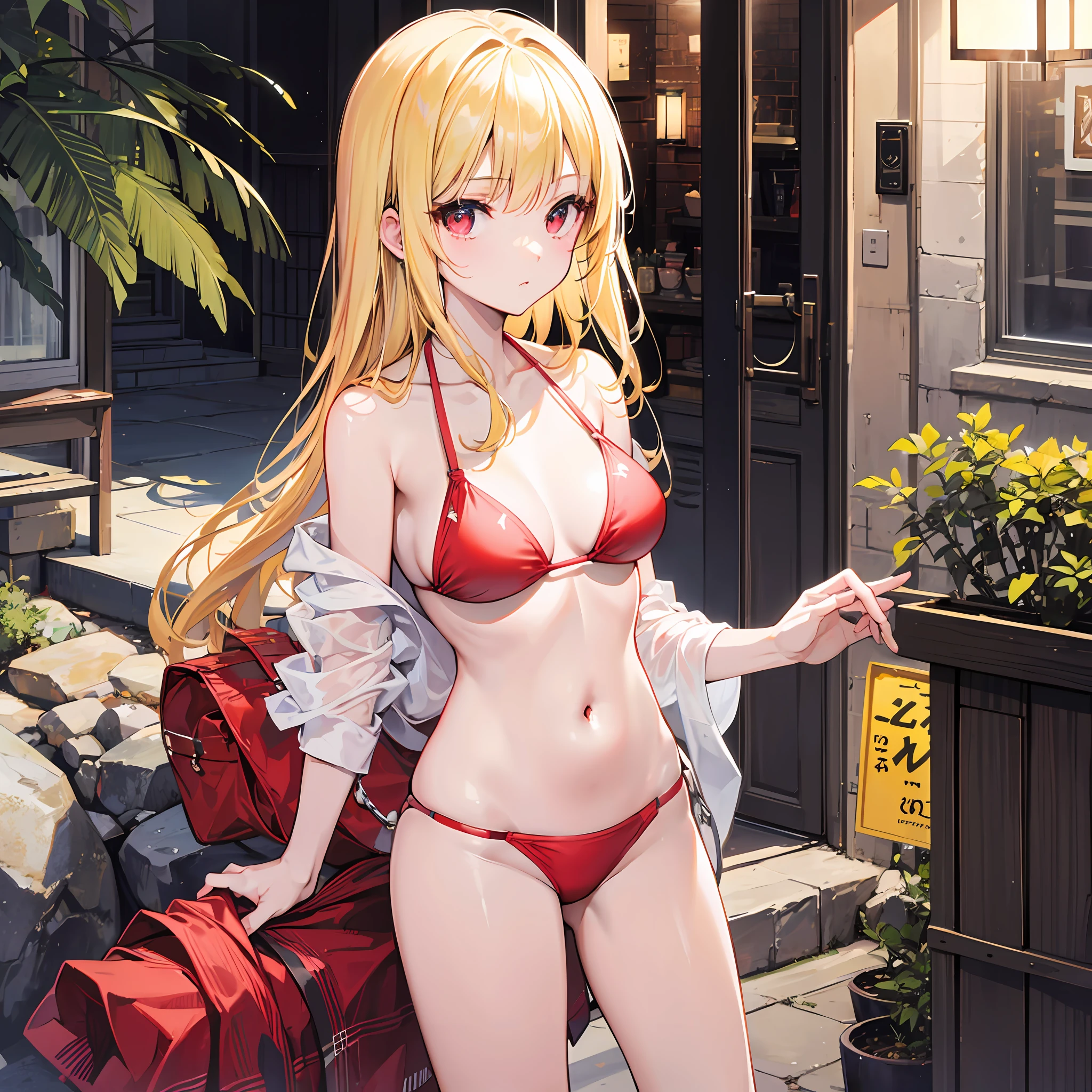 One blonde girl、red-eyed、bikinis、gravure