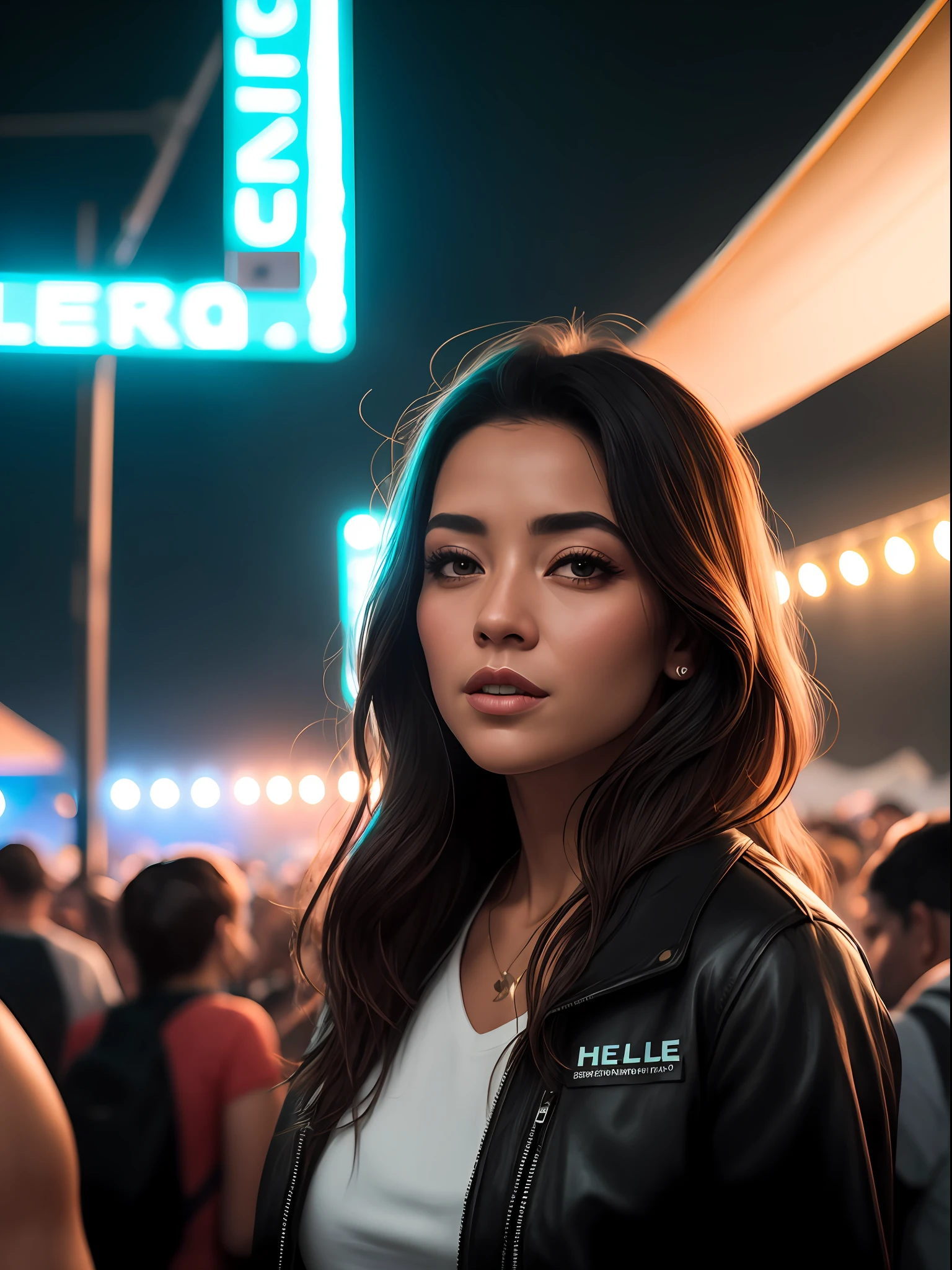 dia, obra-prima, uma linda mulher brasileira com seios enormes e lindos, uma festival rave no deserto em um dia ensolarado, crowded with people, Very detailed lighting, Dramatic, trending digital art in Artstation 8k HD realistic detailed high definition, detalhado, textura da pele, hiper detalhado, textura de pele realista, armadura, melhor qualidade, Ultra alto nada, (fotorrealista: 1.4), Highresolution, detalhado, foto crua, sharp re, por Lee Jeffries Nikon D850 Film Fotografia de Stock 4 Kodak Portra 400 Camera F1.6 lens rich colors hyper realistic texture dramatic lighting unrealengine trend in artstation cinestill 800