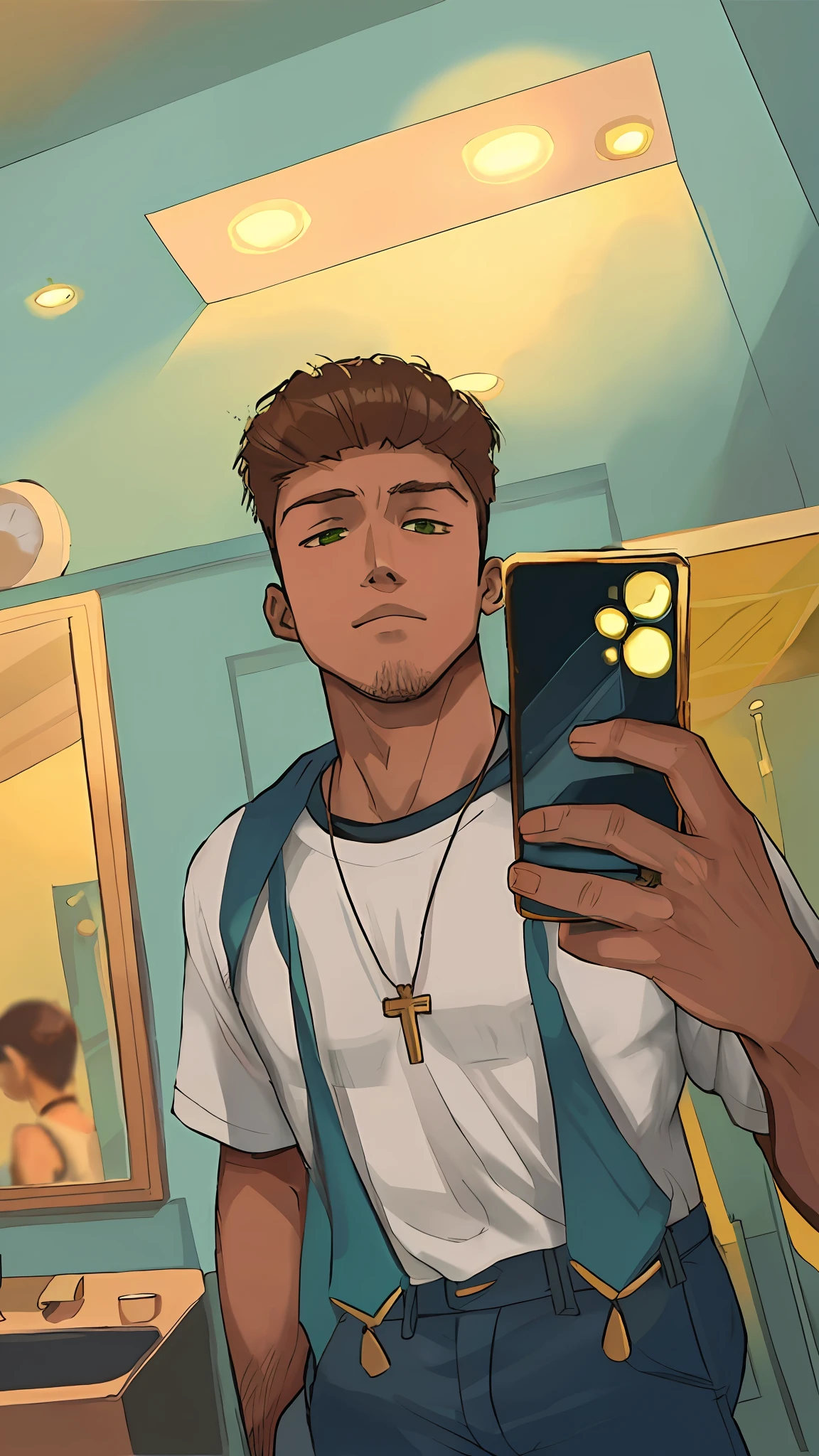 there is a man taking a selfie in a mirror, 18 anos, imagem de qualidade muito baixa,Foto selfie 8k