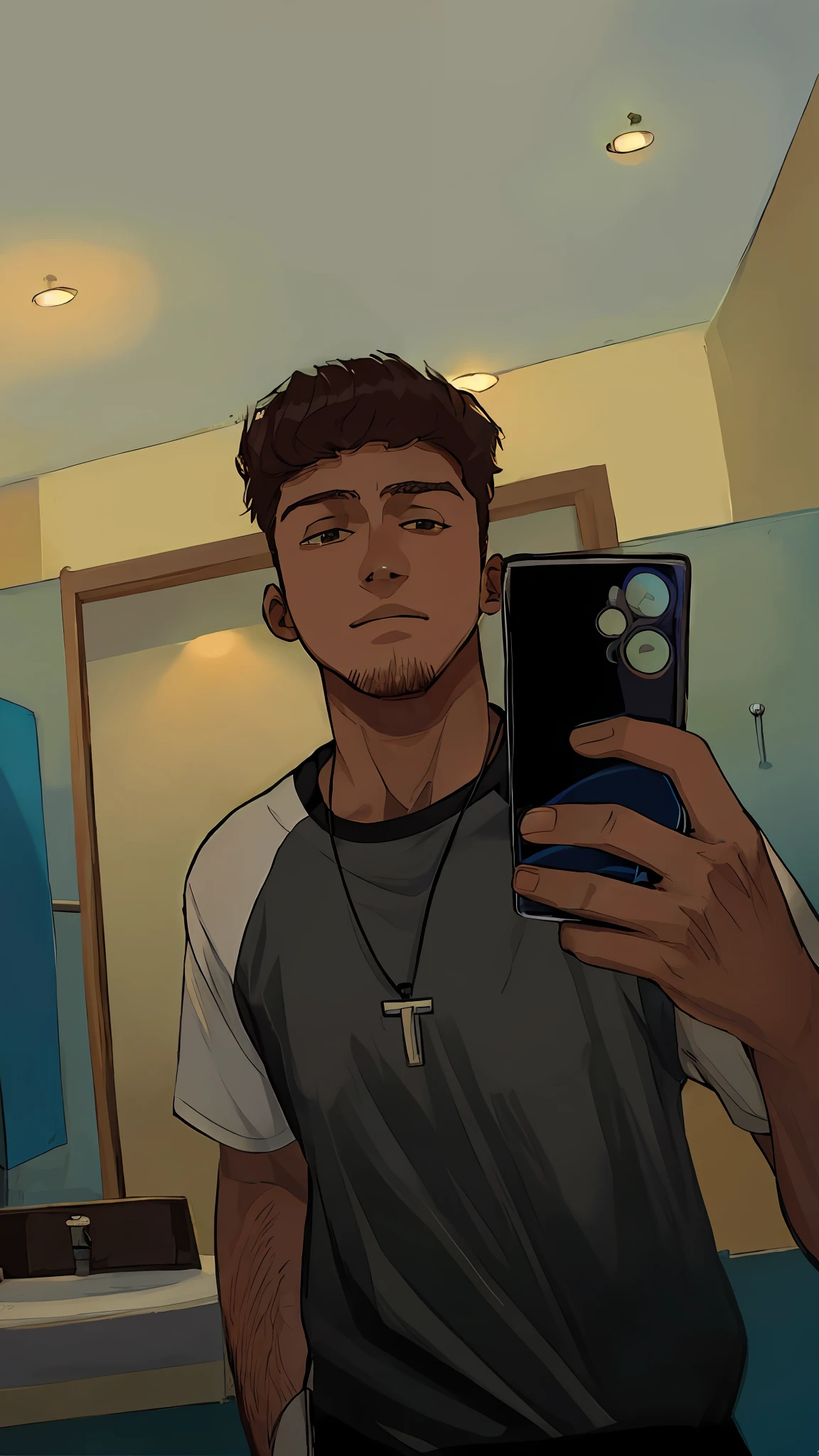 there is a man taking a selfie in a mirror, 18 anos, imagem de qualidade muito baixa,Foto selfie 8k