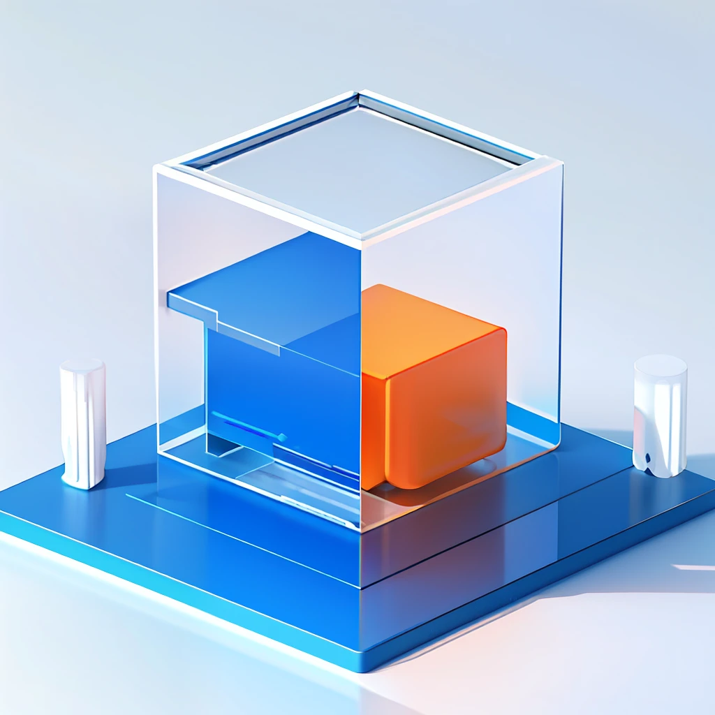 best quality, many details,4k,blender,octane render,C4D,transparent glass texture,DDicon,blue|orange, frosted glass, transparent technology sense, industrial design,white background,studio lighting, sunshine,flat, minimal,quasi-object，axisymmetric，Data, cylinder,file,