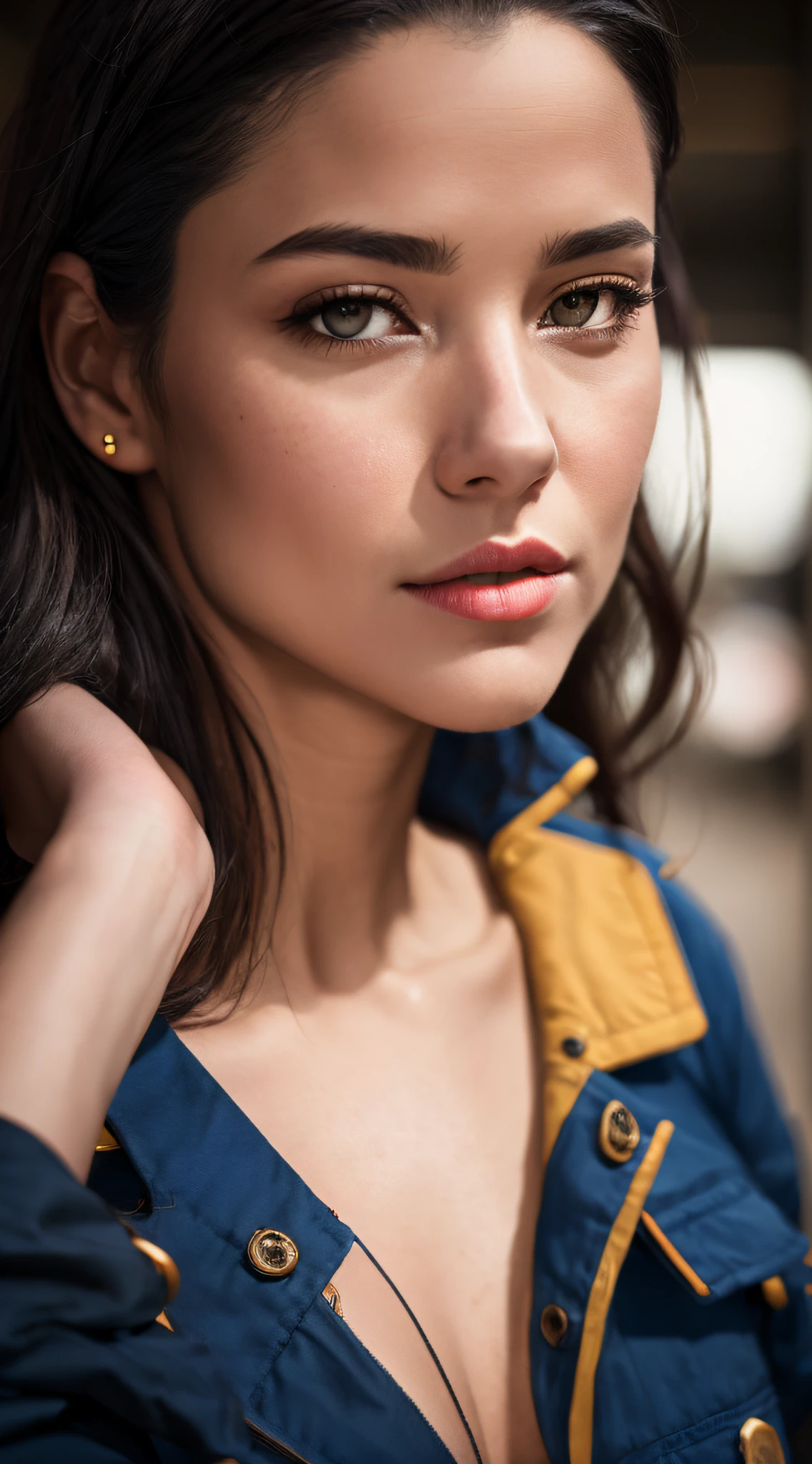 Beautiful and mature female college student,Wearing a military uniform,At the airport,((Slim,Petite)),Photoreality,photot,master-piece,realistness,realistness,Photoreality,high-contrast,The photorealistic digital art trend is detailed and realistic in Artstation 8k HD HD, detailded, skin textures, hyper detailed, realistic skin textures, armature, best qulity, ultra-highresolution, (Realism:1.4),, high resolutions, detailded, originalphotos, sharp, author:Lee Jeffries Nikon D850 Film Stock Photo 4 Kodaport 400 Camera F1.6 shots, Rich colors, hyper-realistic lifelike texture, Dramatic lighting, unrealengine artstation cinestill 800 trends,