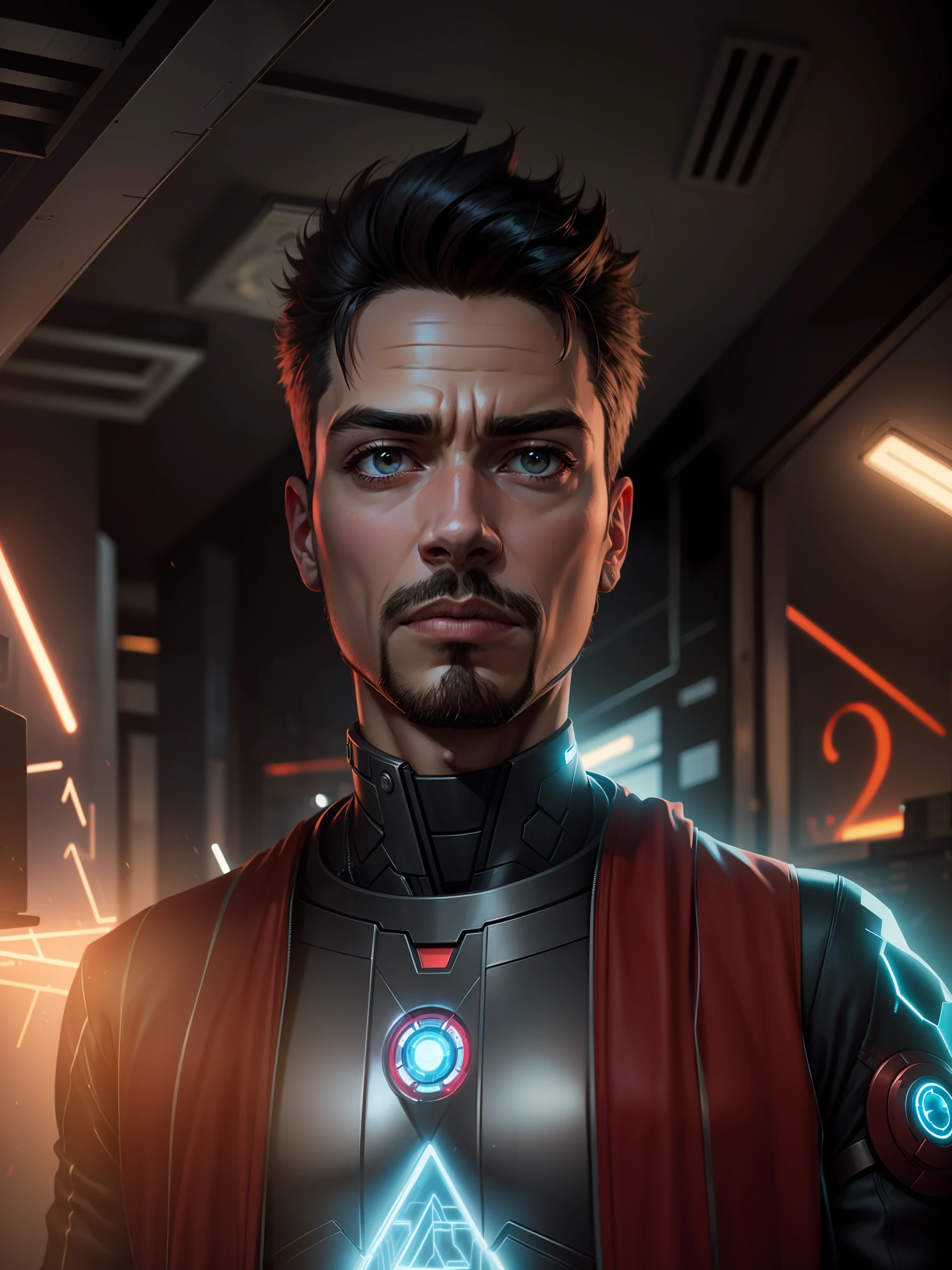 Cyberpunk edit 4k handsome boy, iron man arc reactor in chest