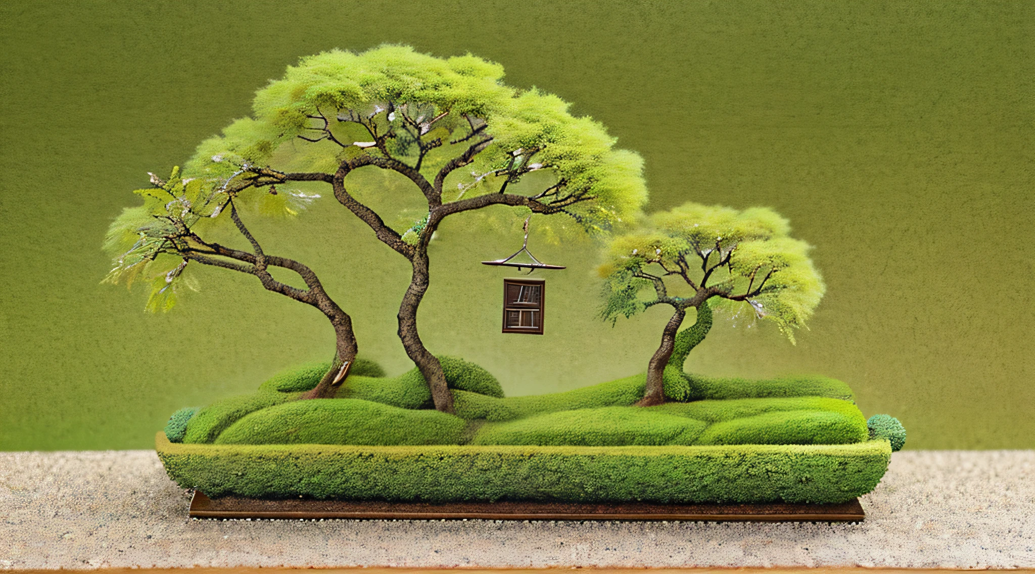 Miniature bonsai landscape above