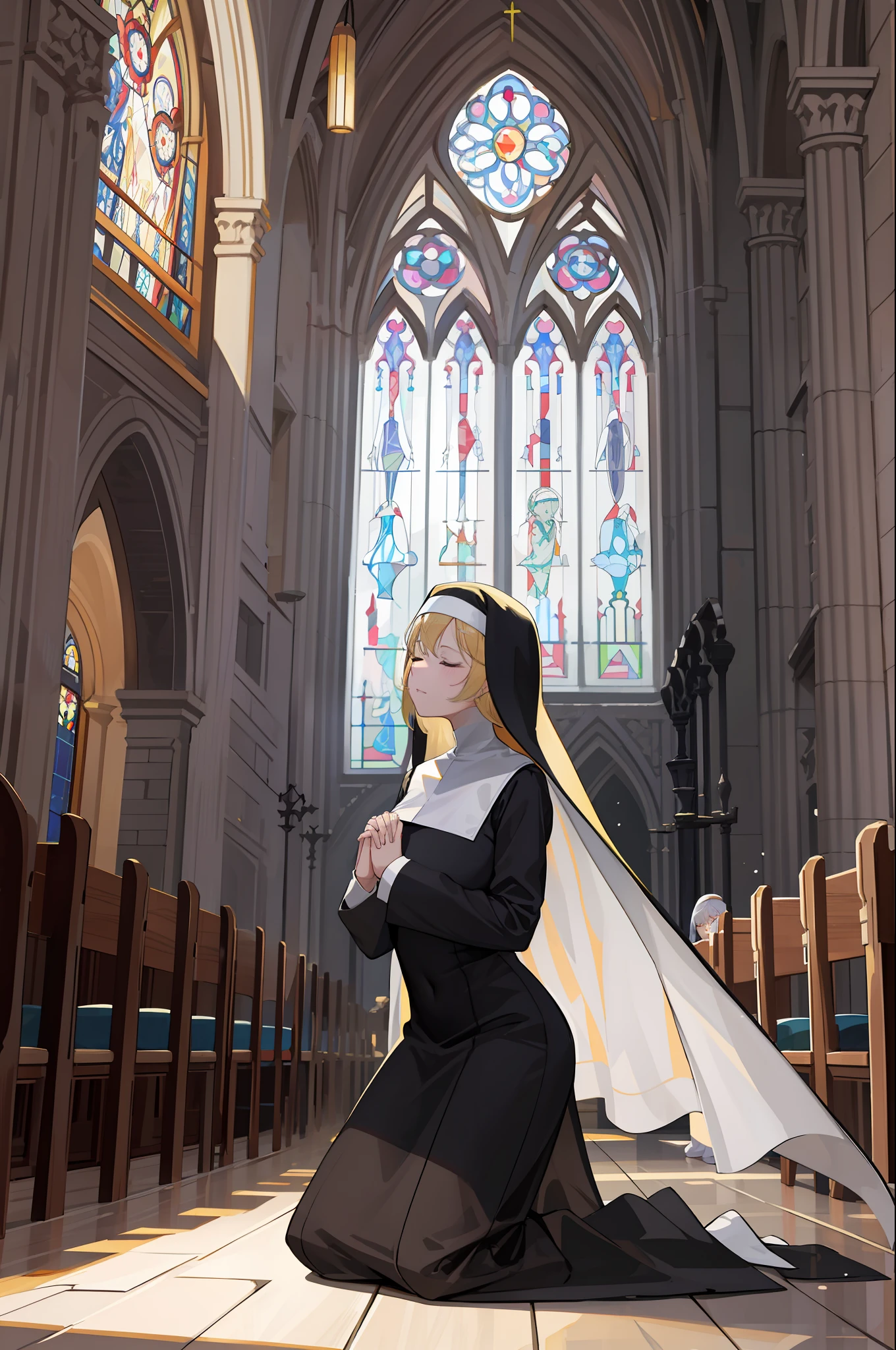 anime-style-image-of-a-nun-kneeling-in-a-church-seaart-ai