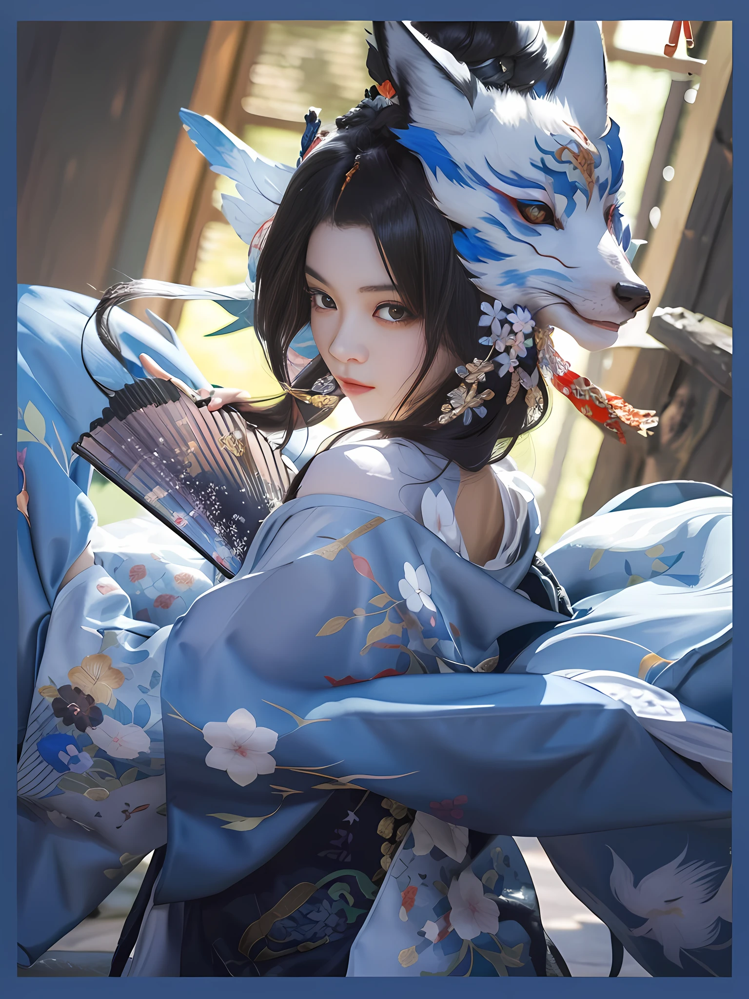 anime girl with a dragon headdress and a fan, guweiz, 《genshinimpact》in the clear, by Yang J, royal palace ， A girl in Hanfu, artwork in the style of guweiz, a beautiful fox lady, onmyoji, a beautiful kitsune woman, zhongli from genshin impact, trending on cgstation, onmyoji portrait