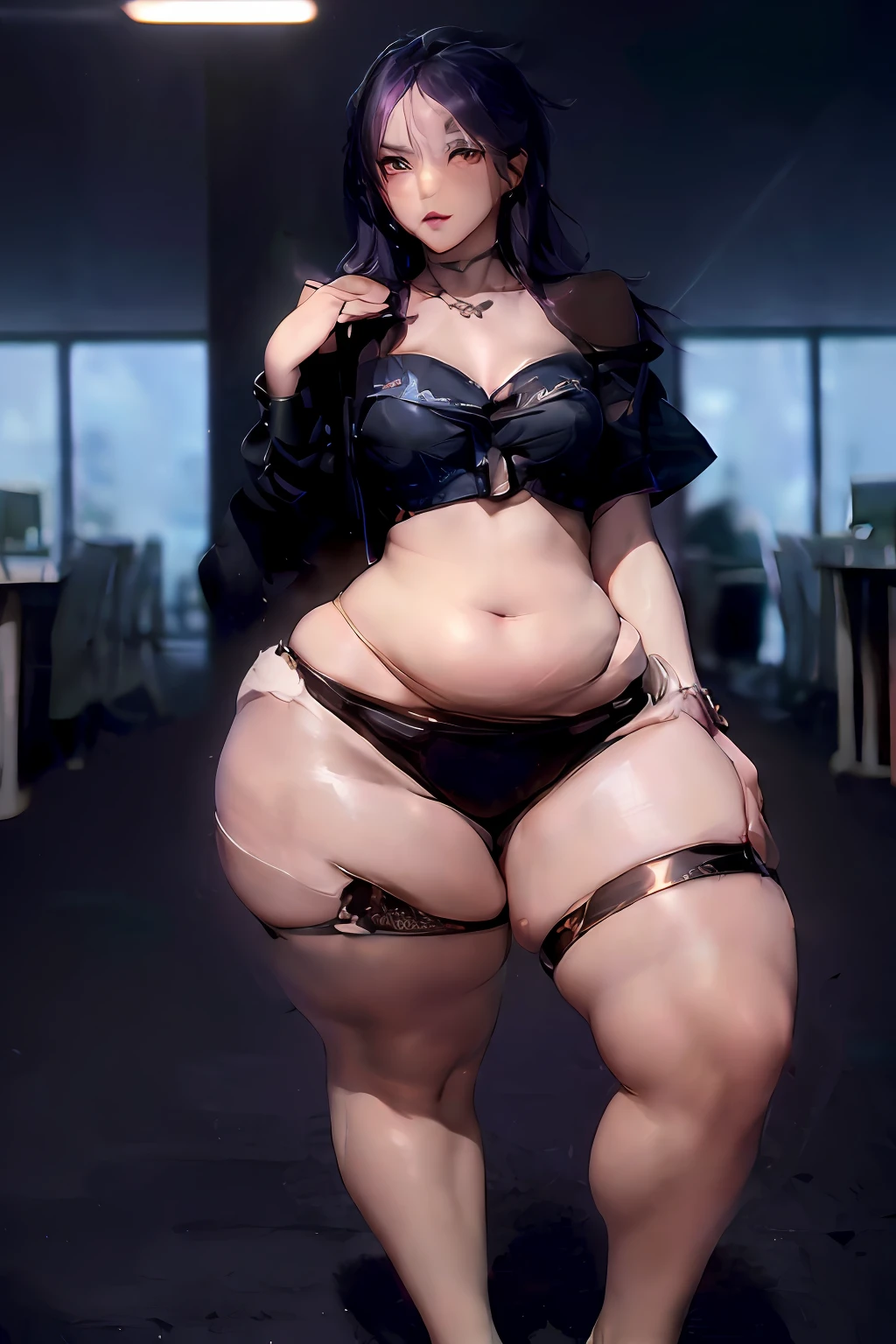 ガーターベルト, a pretty slender young girl that ultra thick only thighs, very a lot of thigh fat, very plump thighs, super fat thighs goddess, super pear shaped goddess, heavy bottom, massive legs, insanely inflated hips, voluptuous body, ((thighs that chunk of fat:1.3)), (ultra huge thighs:1.3)), ((ultra small abdomen:1.3)), very narrow waist, very small waist, ((ultra small breast:1.3)), ((ultra slight shoulder:1.3)), ((ultra huge lower half of body and ultra- thin upper half of body:1.3)), (ridiculously massive thick thighs), ((unbelievably huge curvaceous hips)), ((extremely huge voluptuous thighs)), leg garter cut into thigh, thigh fat be pushed out short pants, earring, anklet, leg garter, bracelet, necklace, gorgeous, elegant, beautiful face, ((super fatty thighs:1.3)), ((Head to Toe Image)), full body, thigh focus, best quality, 8k, masterpiece, ultra detailed, photorealistic, only one girl