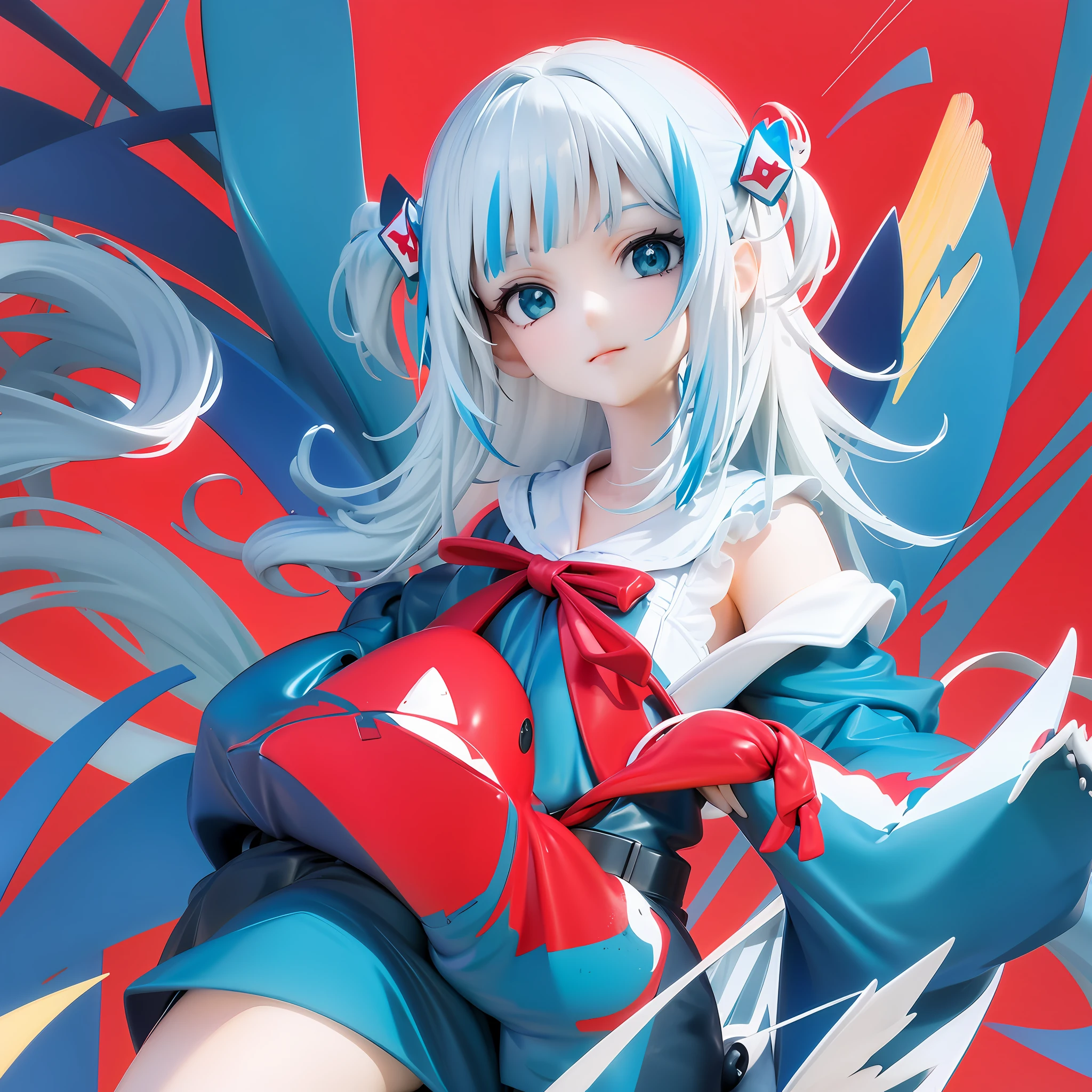 (人物: Gawr Gura), (flat color:0.9),(colorful:1.1),(masterpiece:1,2), best quality, masterpiece, highres, original, extremely detailed wallpaper, looking at viewer,1girl,solo,Portrait