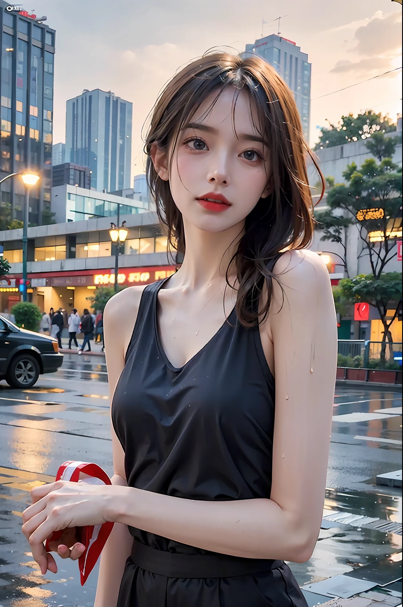 mix4,(8k, RAW photo, best quality, master:1.2), (realistic, photo-realistic:1.37),1girl,cute,cityscape,saigon in 1990, night,rain,wet,professional lighting,photon mapping,radiosity,physically-based rendering ,