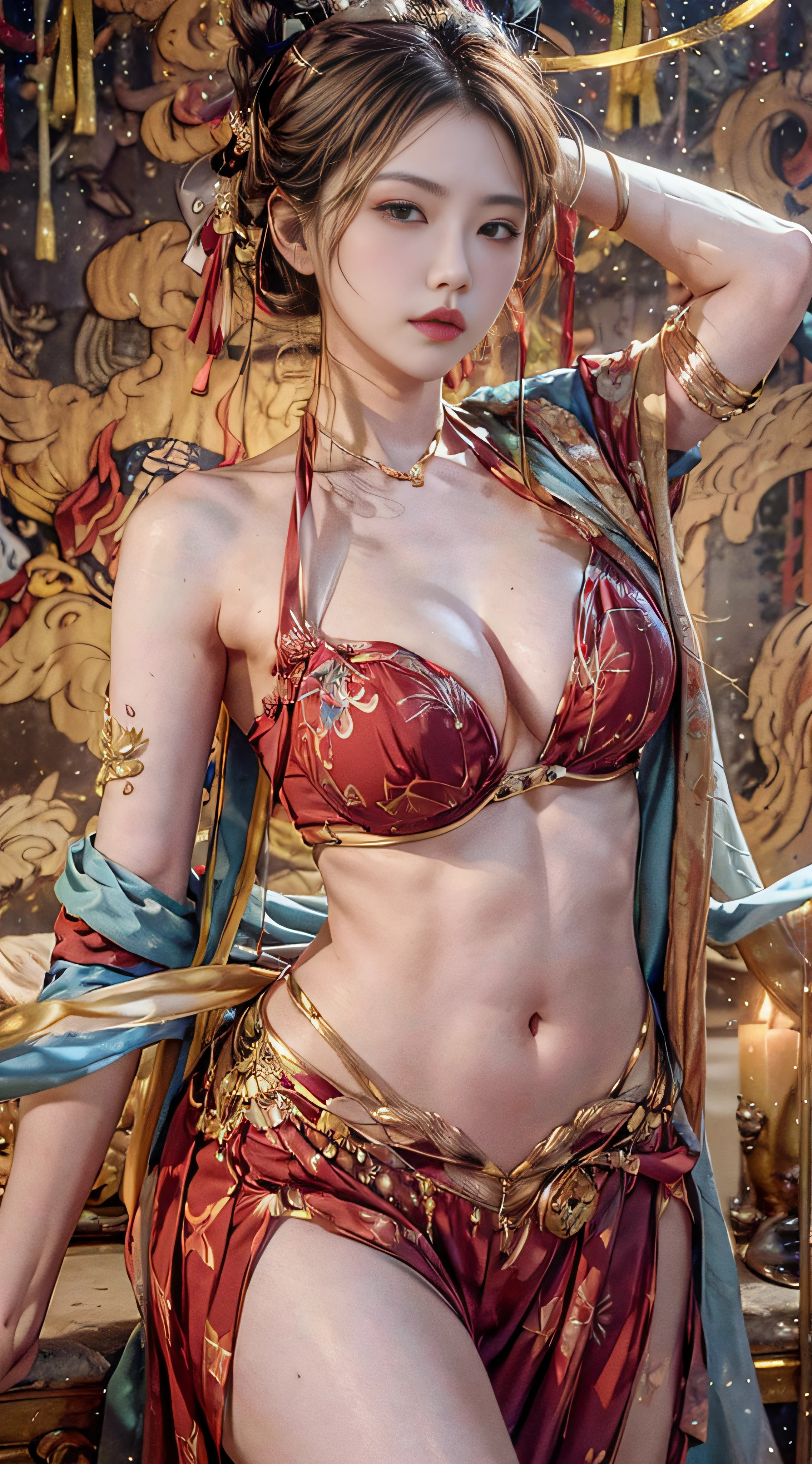 closeup，（fidelity：1.4）,（big chest：1.2）ultra-high res，Cleavage，Outstanding details，navel，Highest picture quality，