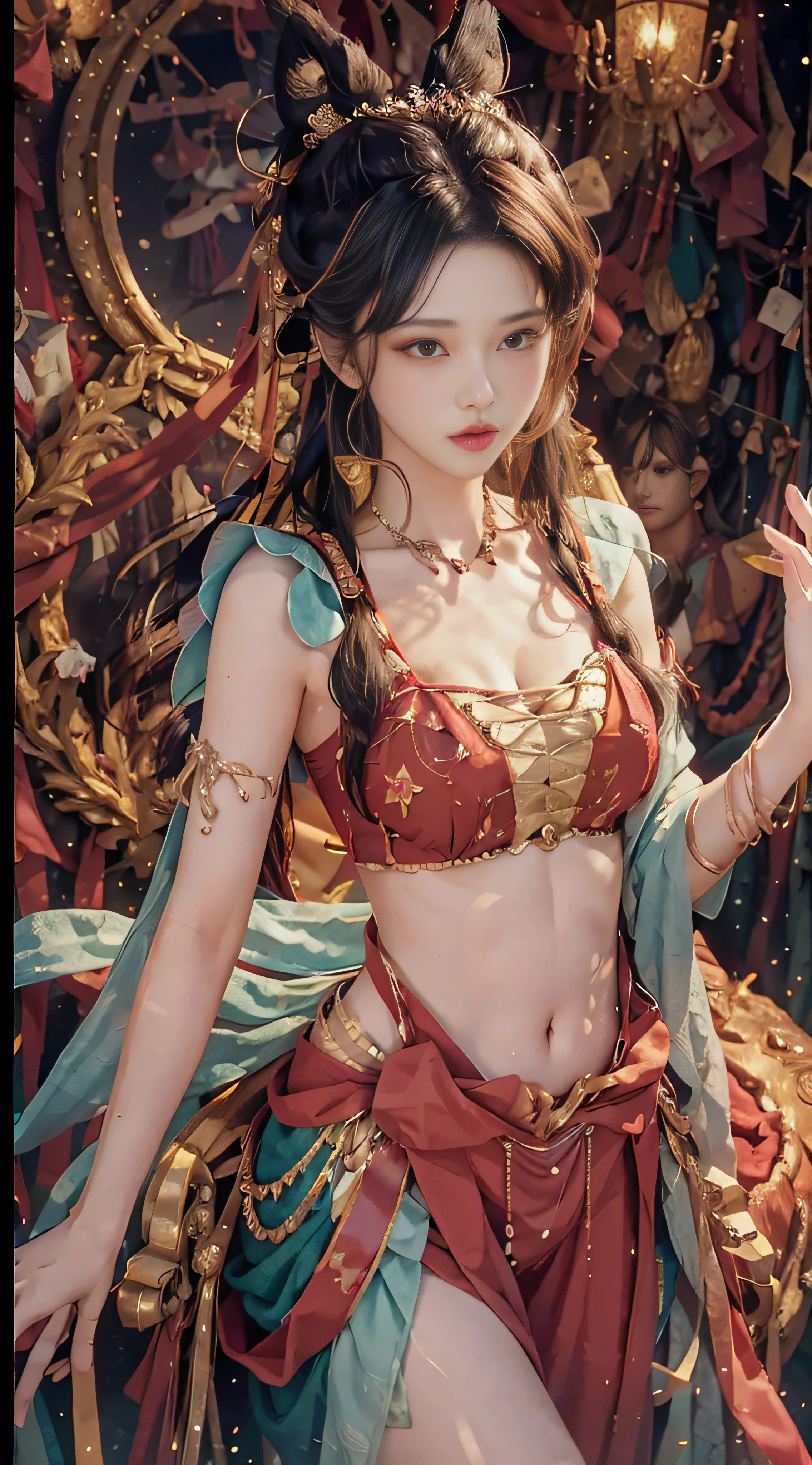 closeup,(fidelity:1.4),(big chest:1.2)ultra-high res,Cleavage,Outstanding details,navel,Highest picture quality,