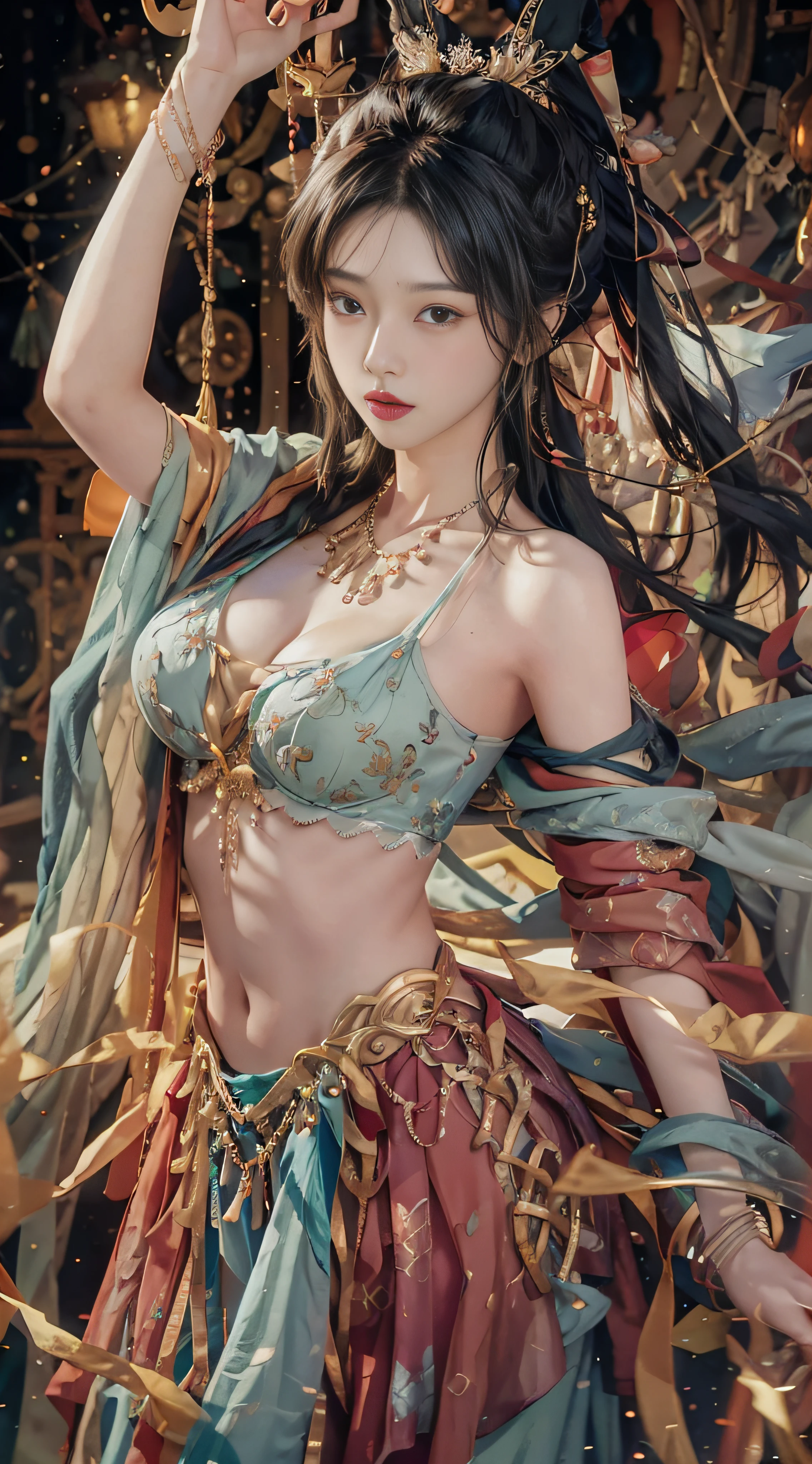 closeup,(fidelity:1.4),(big chest:1.2)ultra-high res,Cleavage,Outstanding details,navel,Highest picture quality,